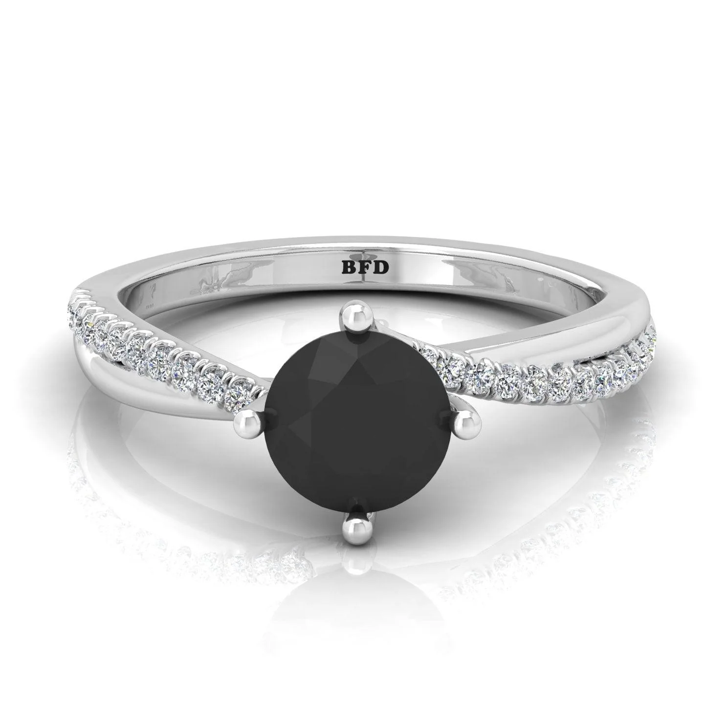AAA Black & White Diamond Twisted Claw Set Engagement Ring For Her - 1.30 Carat - Image 6