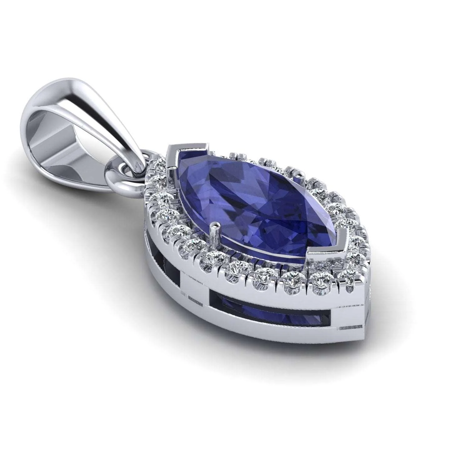 AAA Marquise Tanzanite & diamond Women's Pendant - 1.50 Carat - Image 3
