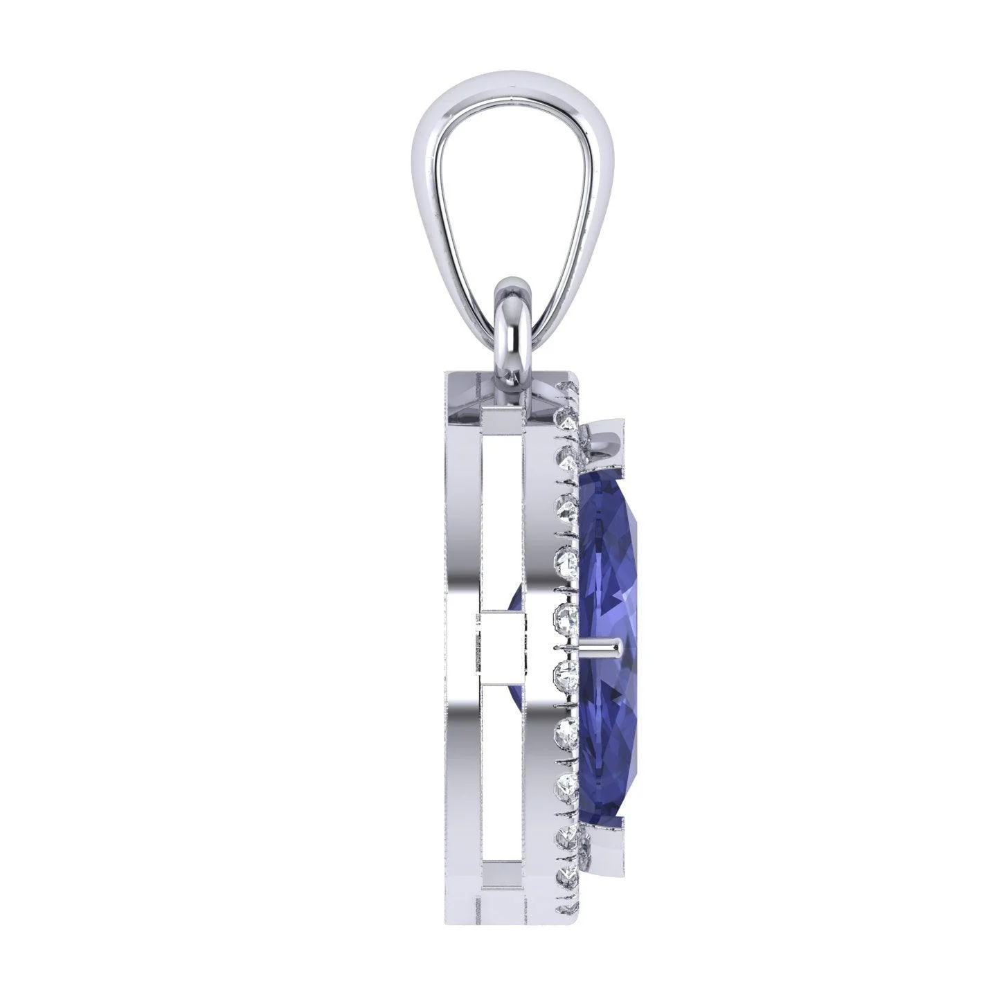 AAA Marquise Tanzanite & diamond Women's Pendant - 1.50 Carat - Image 4