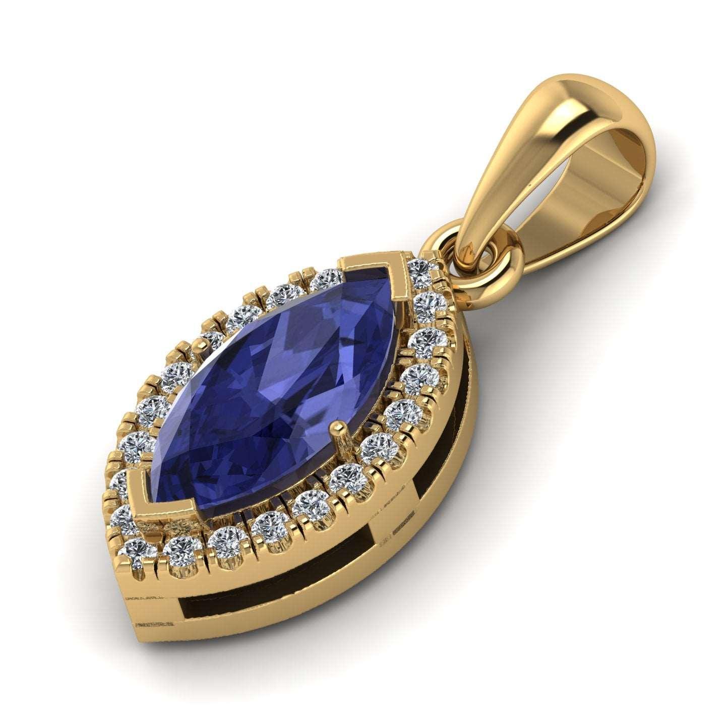 AAA Marquise Tanzanite & diamond Women's Pendant - 1.50 Carat - Image 6