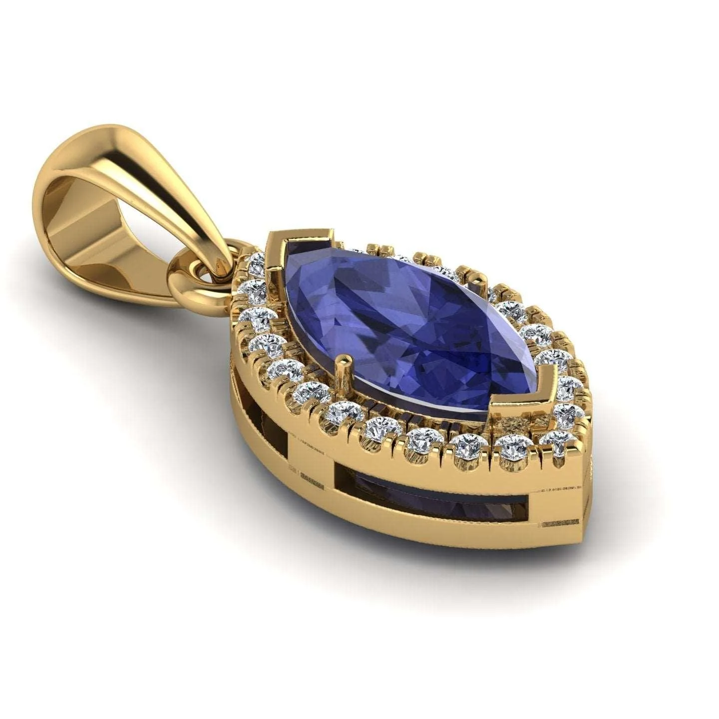 AAA Marquise Tanzanite & diamond Women's Pendant - 1.50 Carat - Image 7