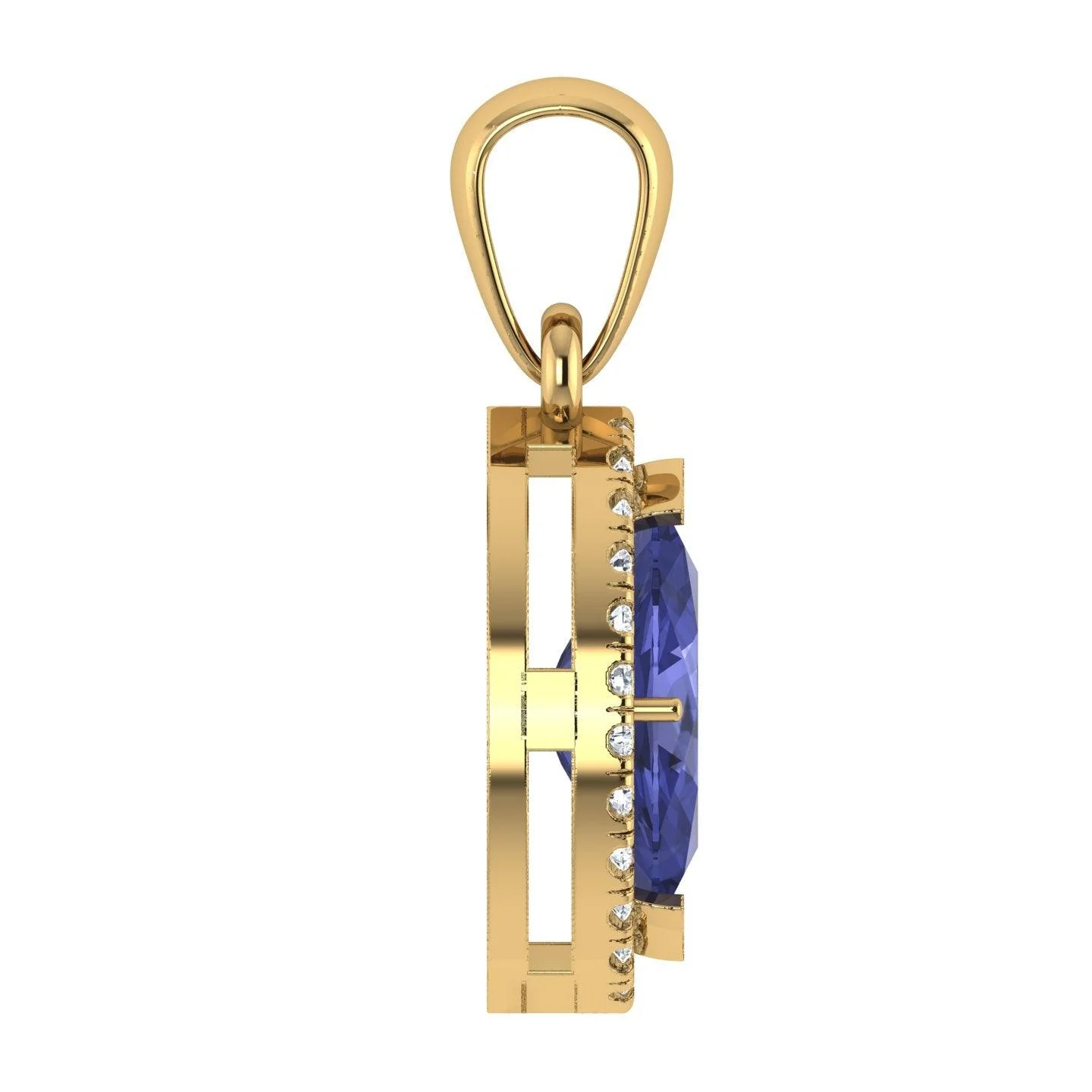 AAA Marquise Tanzanite & diamond Women's Pendant - 1.50 Carat - Image 8