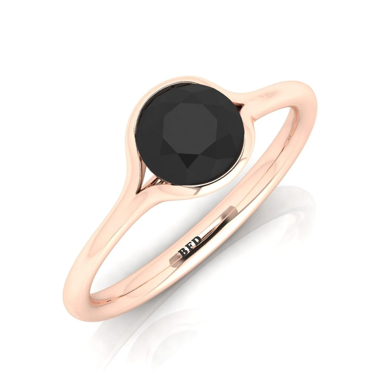 AAA Black Diamond Bezel Set Solitaire Engagement Ring - 1.00 carat - Image 3