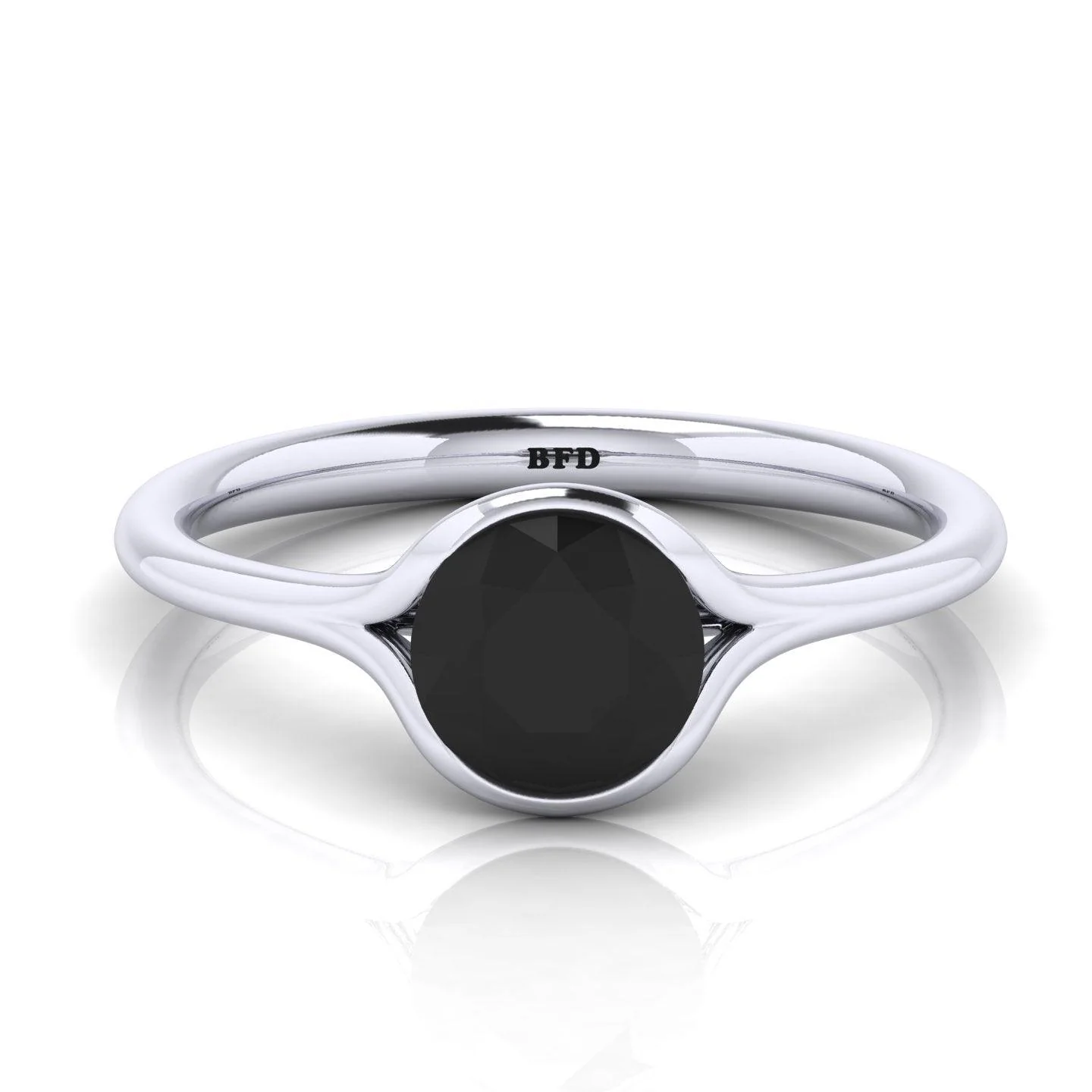 AAA Black Diamond Bezel Set Solitaire Engagement Ring - 1.00 carat - Image 4