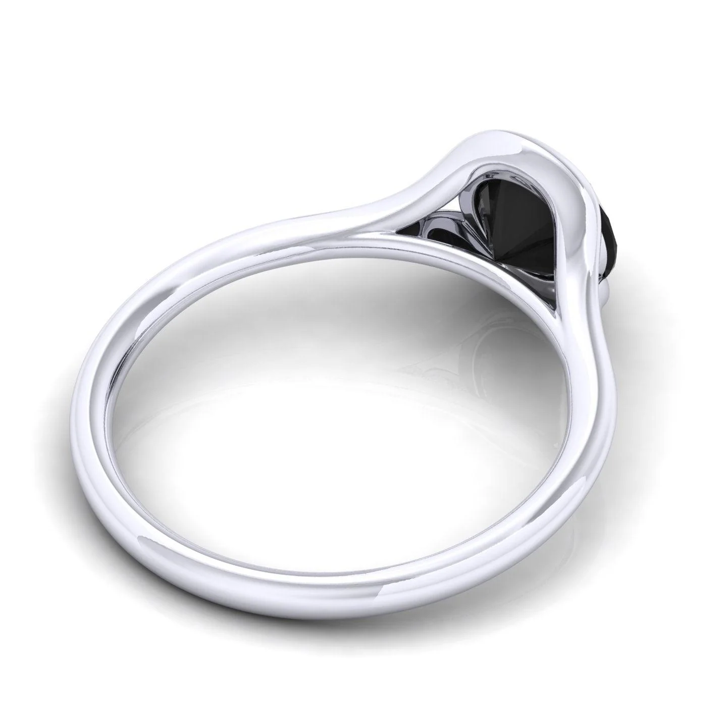 AAA Black Diamond Bezel Set Solitaire Engagement Ring - 1.00 carat - Image 6