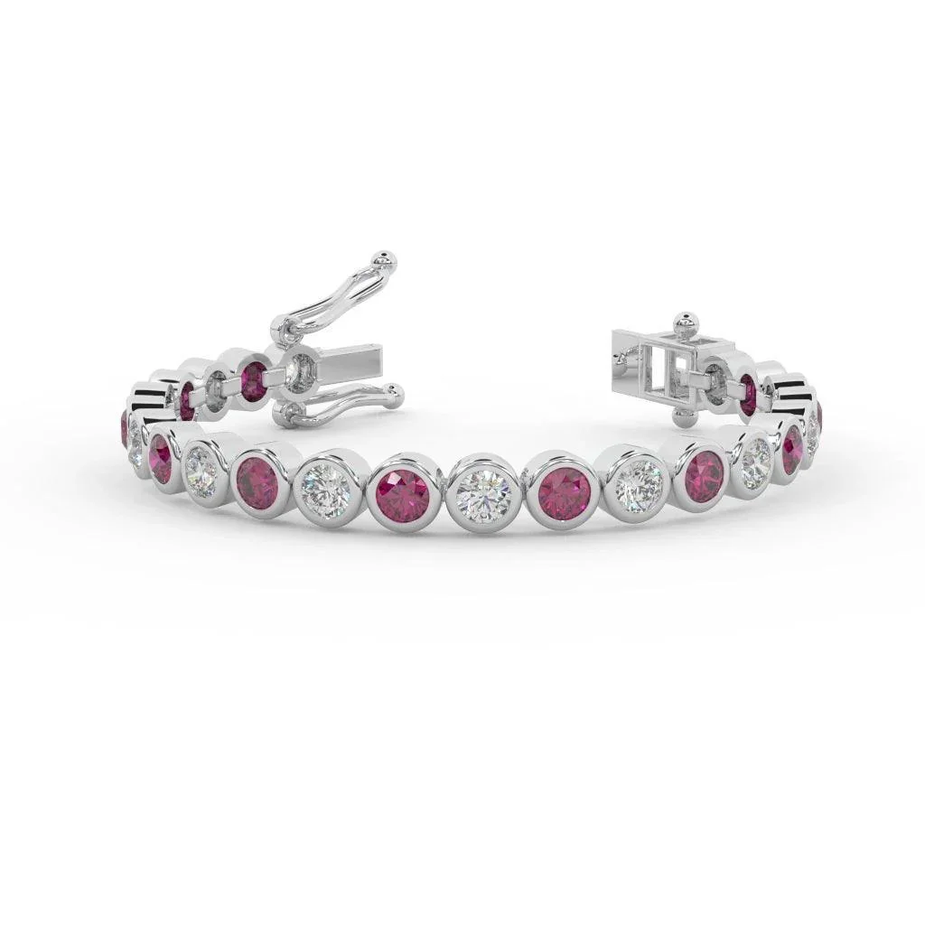 Sapphire, Ruby, Emerald , Aquamarine & Diamond Tennis Bracelet Crafted In White Gold 6.00ct - Image 5