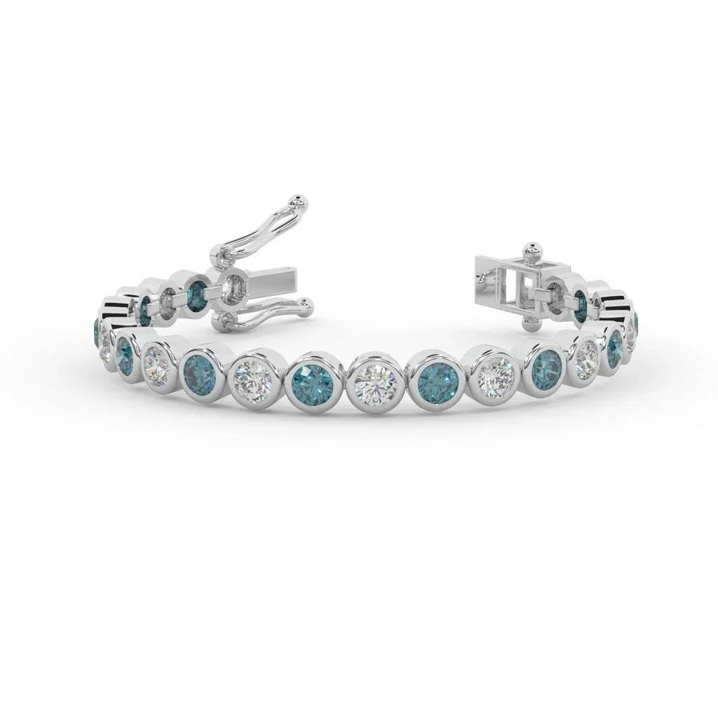 Sapphire, Ruby, Emerald , Aquamarine & Diamond Tennis Bracelet Crafted In White Gold 6.00ct - Image 6