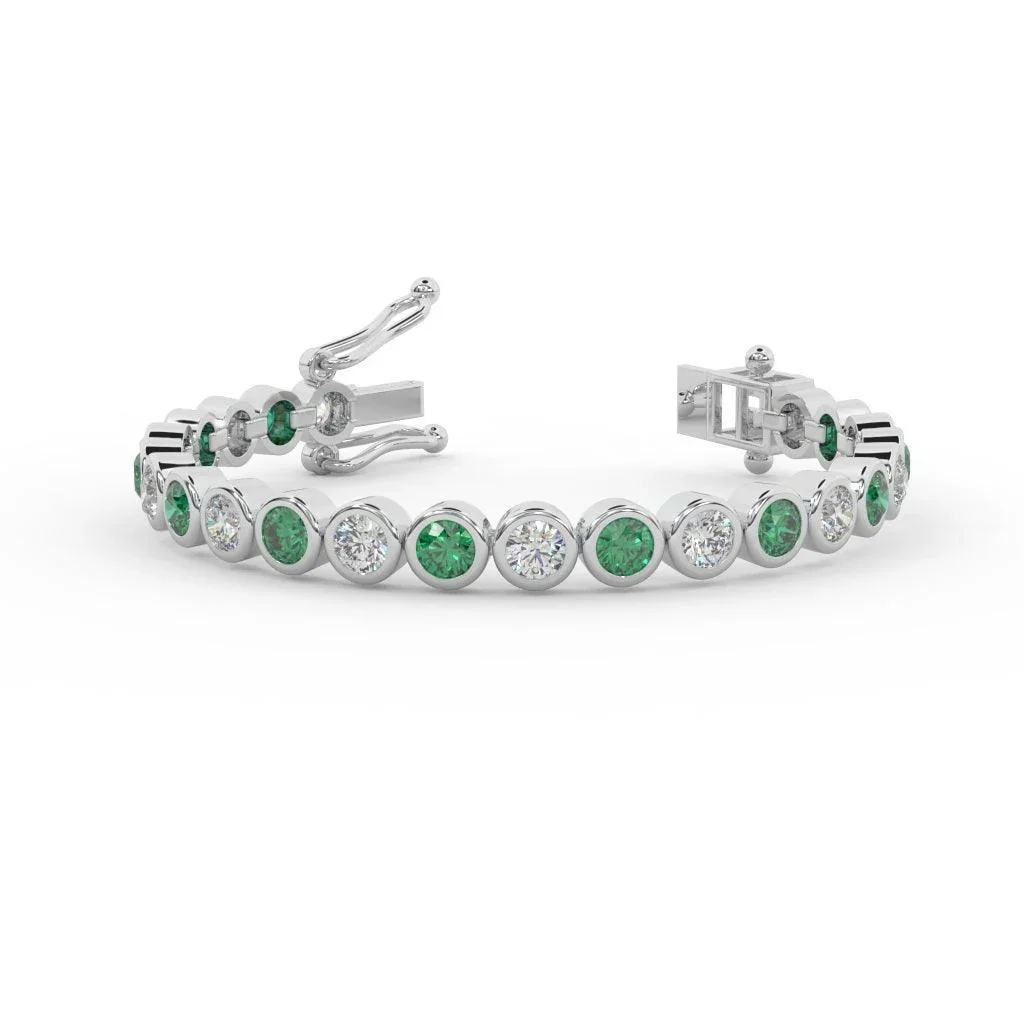 Sapphire, Ruby, Emerald , Aquamarine & Diamond Tennis Bracelet Crafted In White Gold 6.00ct - Image 8