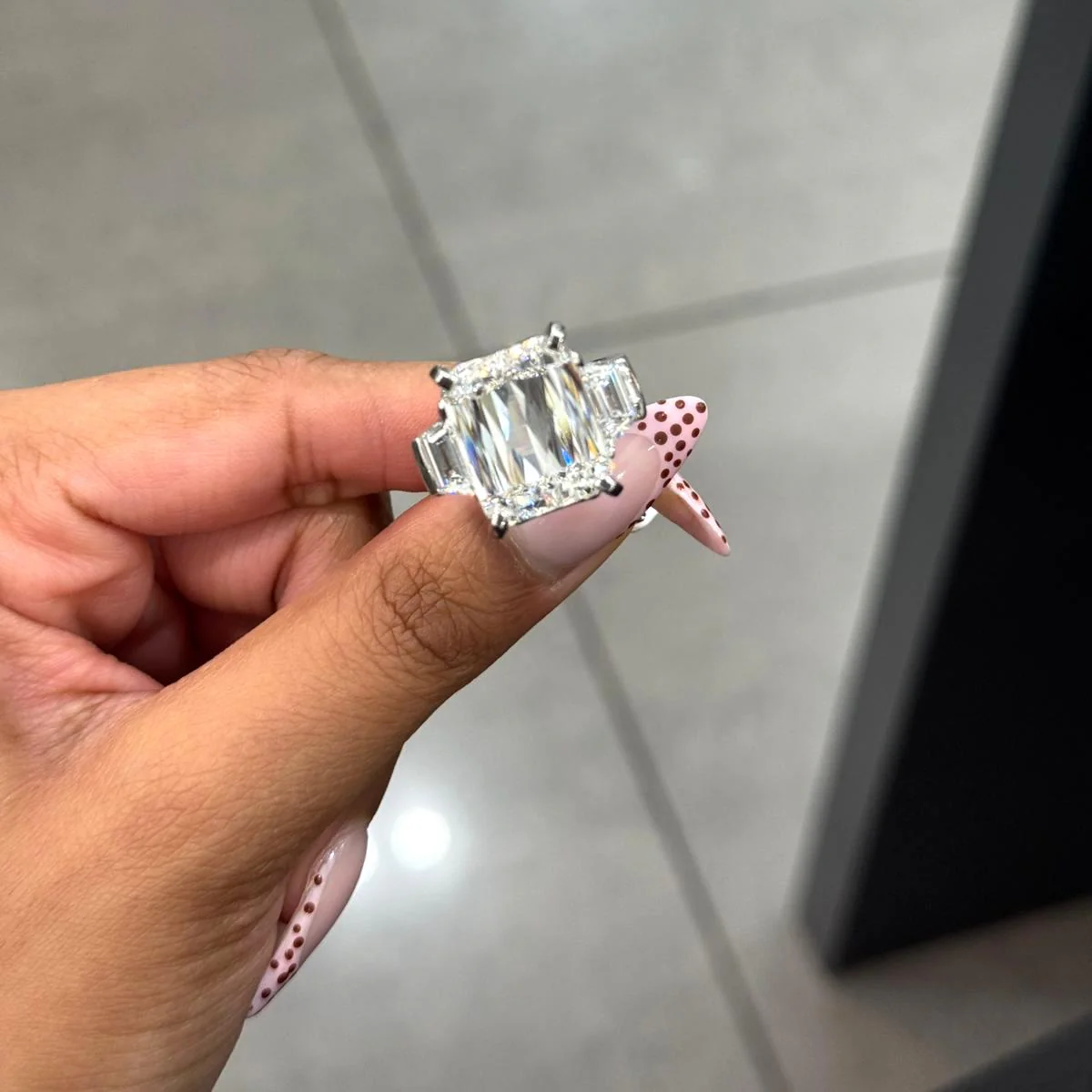 SALE! IGI Certified 16.00ct Lab Grown Ashoka Cut With Trapezoid Diamond Trilogy Ring in Plaitnum