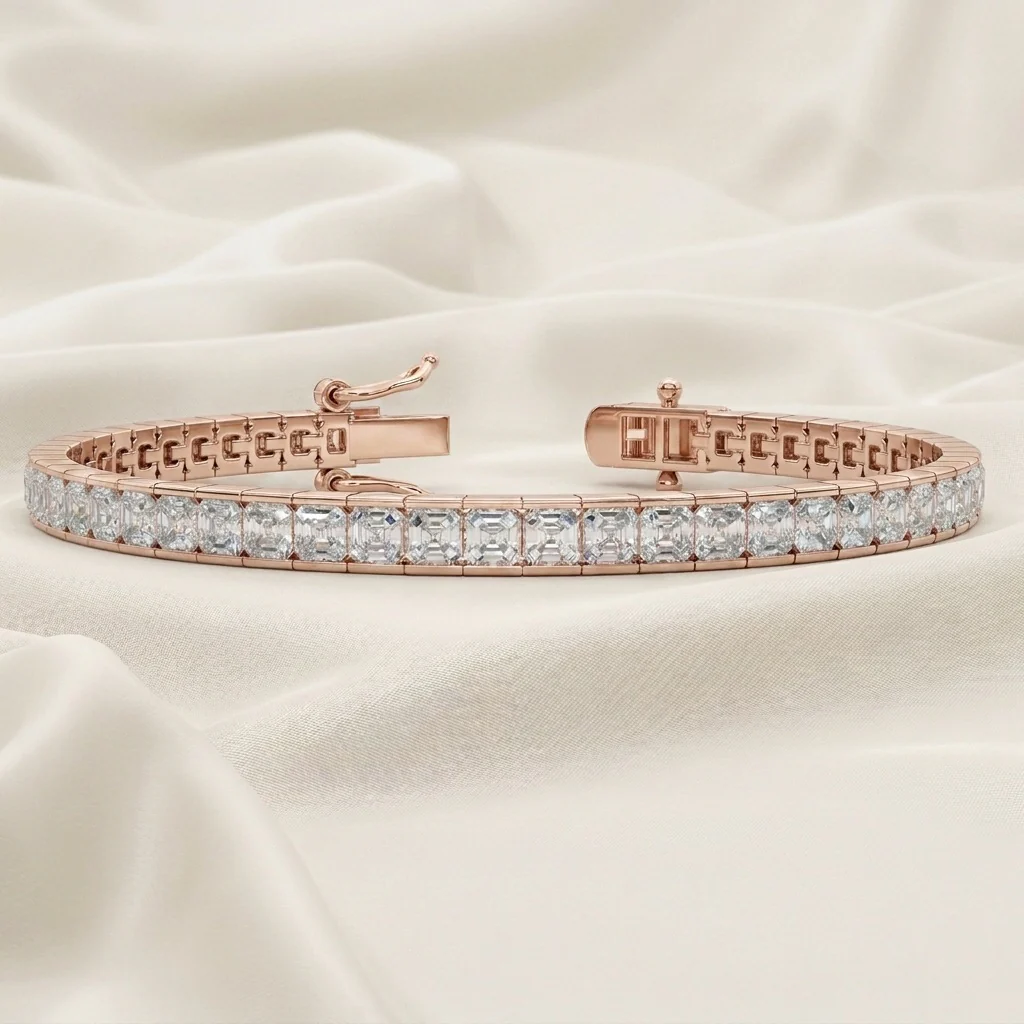 Asscher Diamond Tennis Bracelet for Womens in 18k Gold F/VS 4.00ct - 12.00ct - Image 4