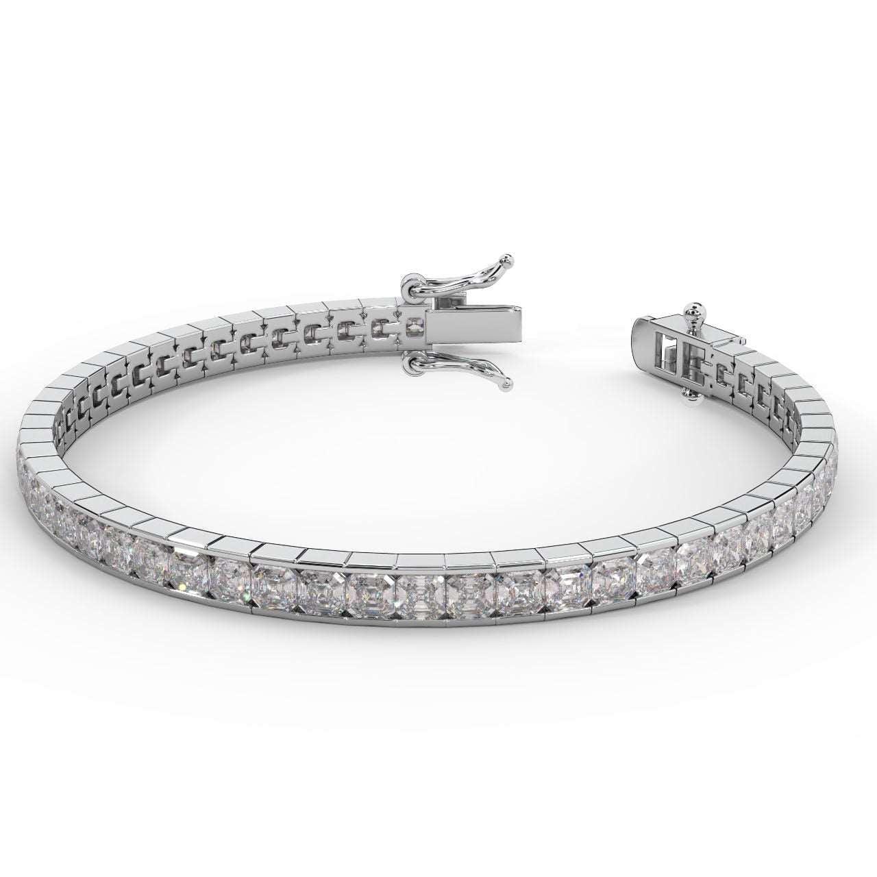 Asscher Diamond Tennis Bracelet for Womens in 18k Gold F/VS 4.00ct - 12.00ct - Image 5