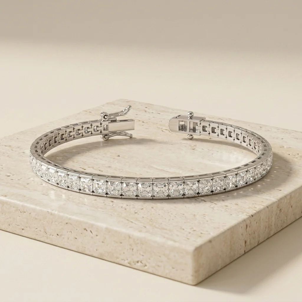 Asscher Diamond Tennis Bracelet for Womens in 18k Gold F/VS 4.00ct - 12.00ct - Image 7
