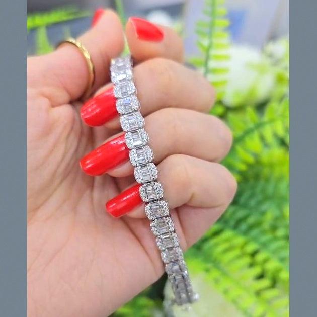 8.00Ct F/VS Baguette and Round Diamond Designer Bracelet for Women's in Hallmarked Gold - 7.5inches