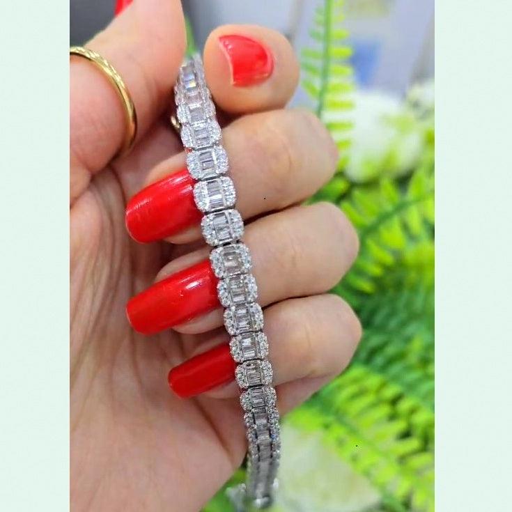 8.00Ct F/VS Baguette and Round Diamond Designer Bracelet for Women's in Hallmarked Gold - 7.5inches - Image 4