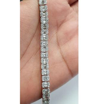 8.00Ct F/VS Baguette and Round Diamond Designer Bracelet for Women's in Hallmarked Gold - 7.5inches - Image 6