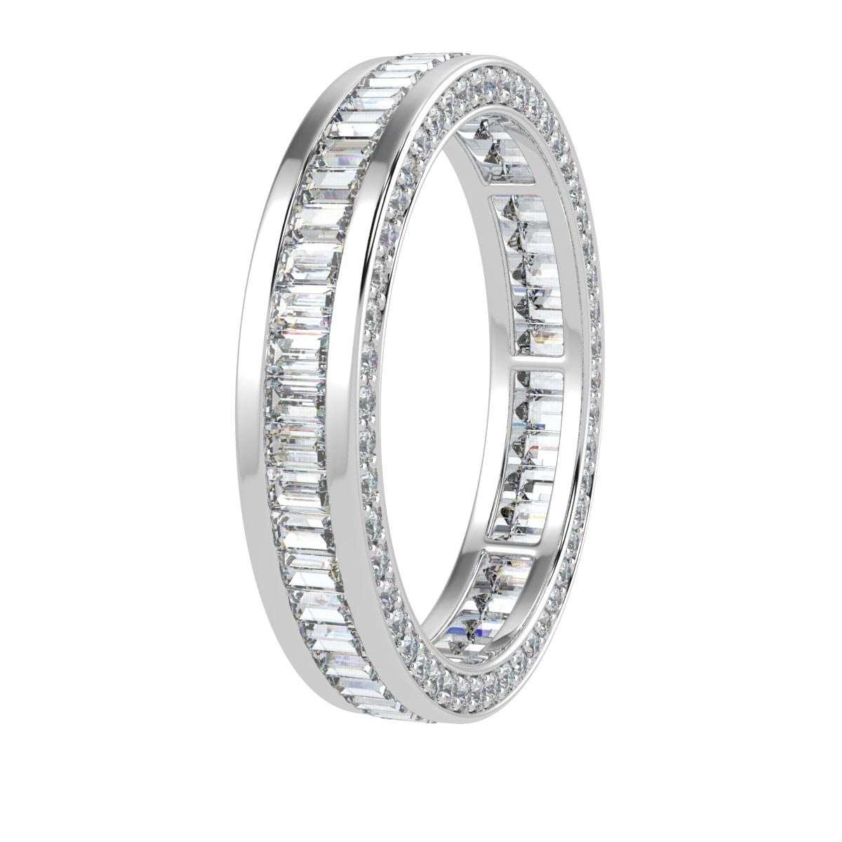 Baguette and Round Diamond Full Eternity in 18k Gold & Platinum 3.00 CT F/VS - Image 3