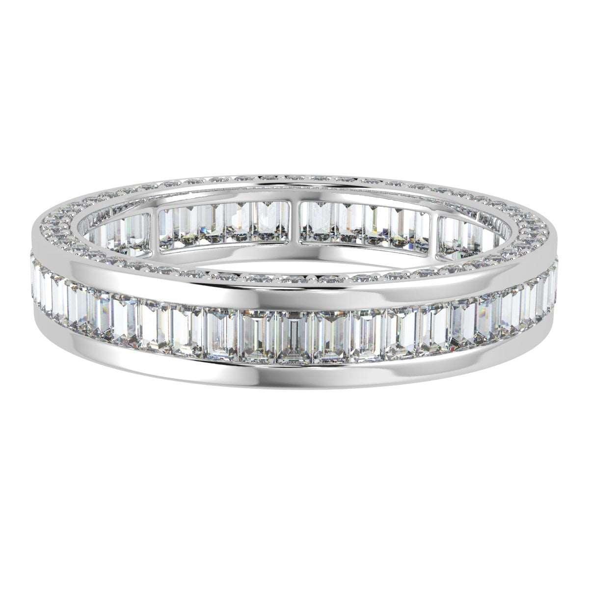 Baguette and Round Diamond Full Eternity in 18k Gold & Platinum 3.00 CT F/VS - Image 4