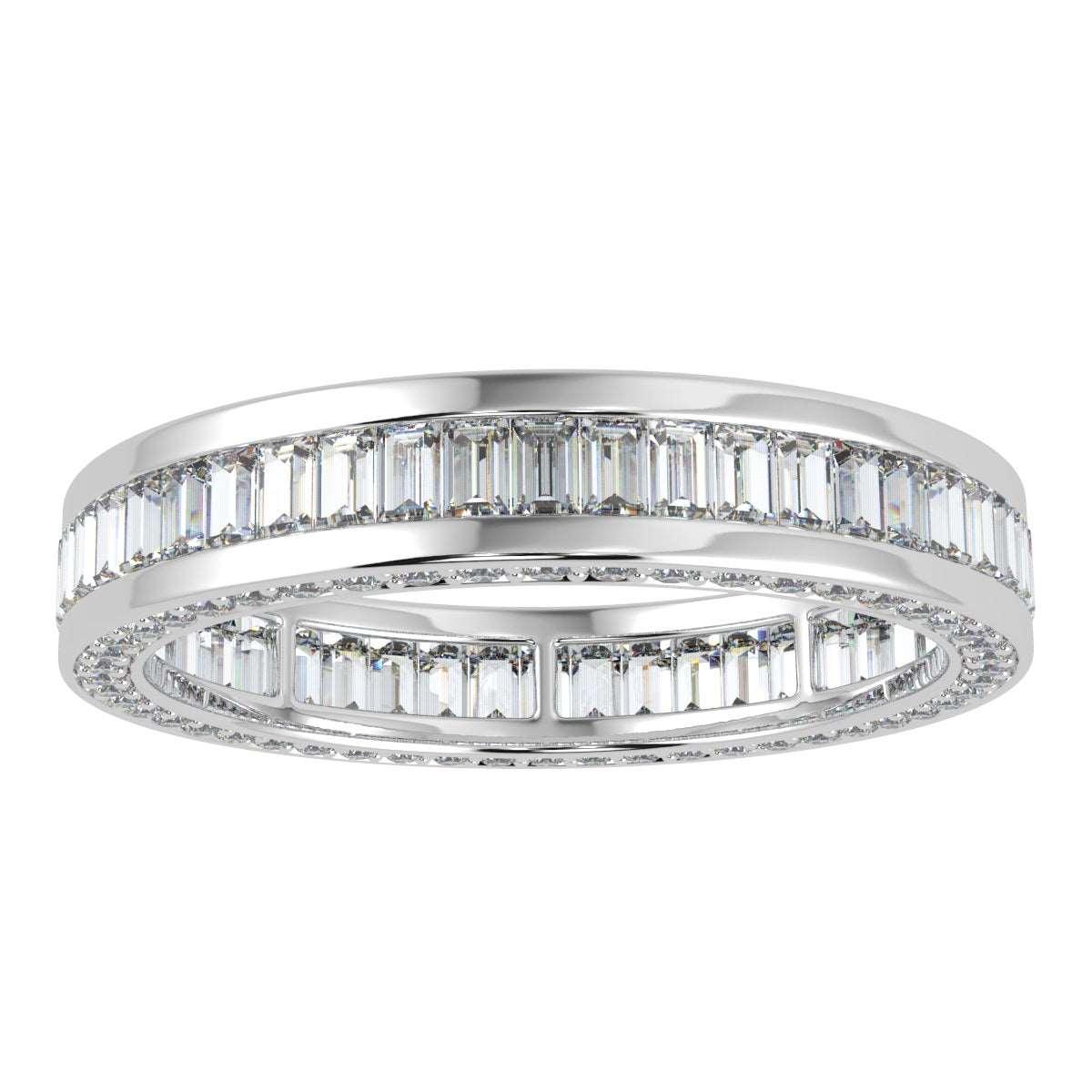 Baguette and Round Diamond Full Eternity in 18k Gold & Platinum 3.00 CT F/VS - Image 5
