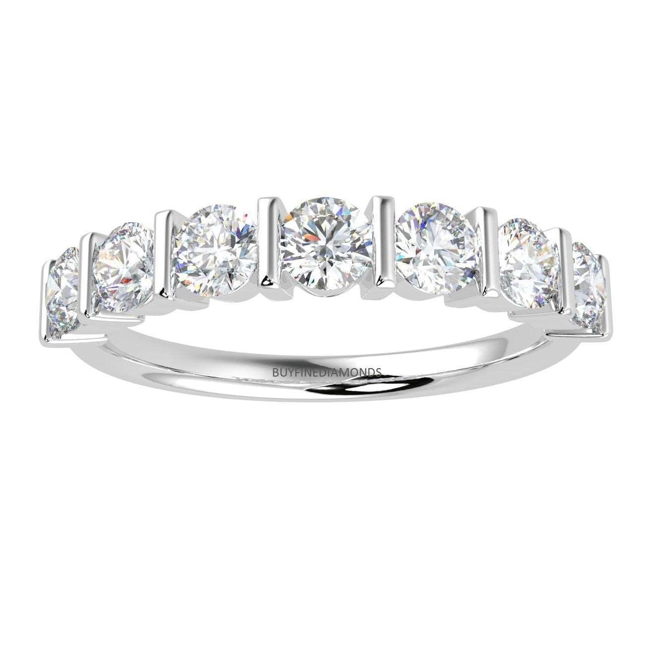 Bar Set Round Diamond Eternity Ring in Platinum & Gold 0.50Ct D/VVS - Image 3