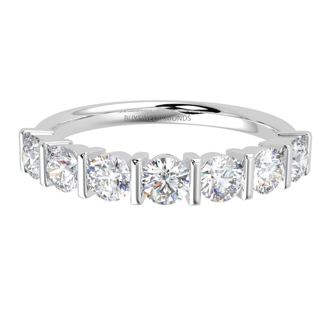 Bar Set Round Diamond Eternity Ring in Platinum & Gold 0.50Ct D/VVS - Image 4