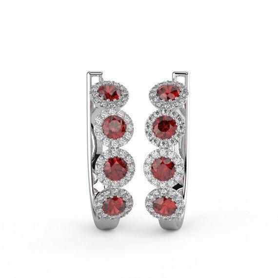Beautiful..! 0.60 CT Ruby & Diamond Halo Hoop Earrings - Image 5