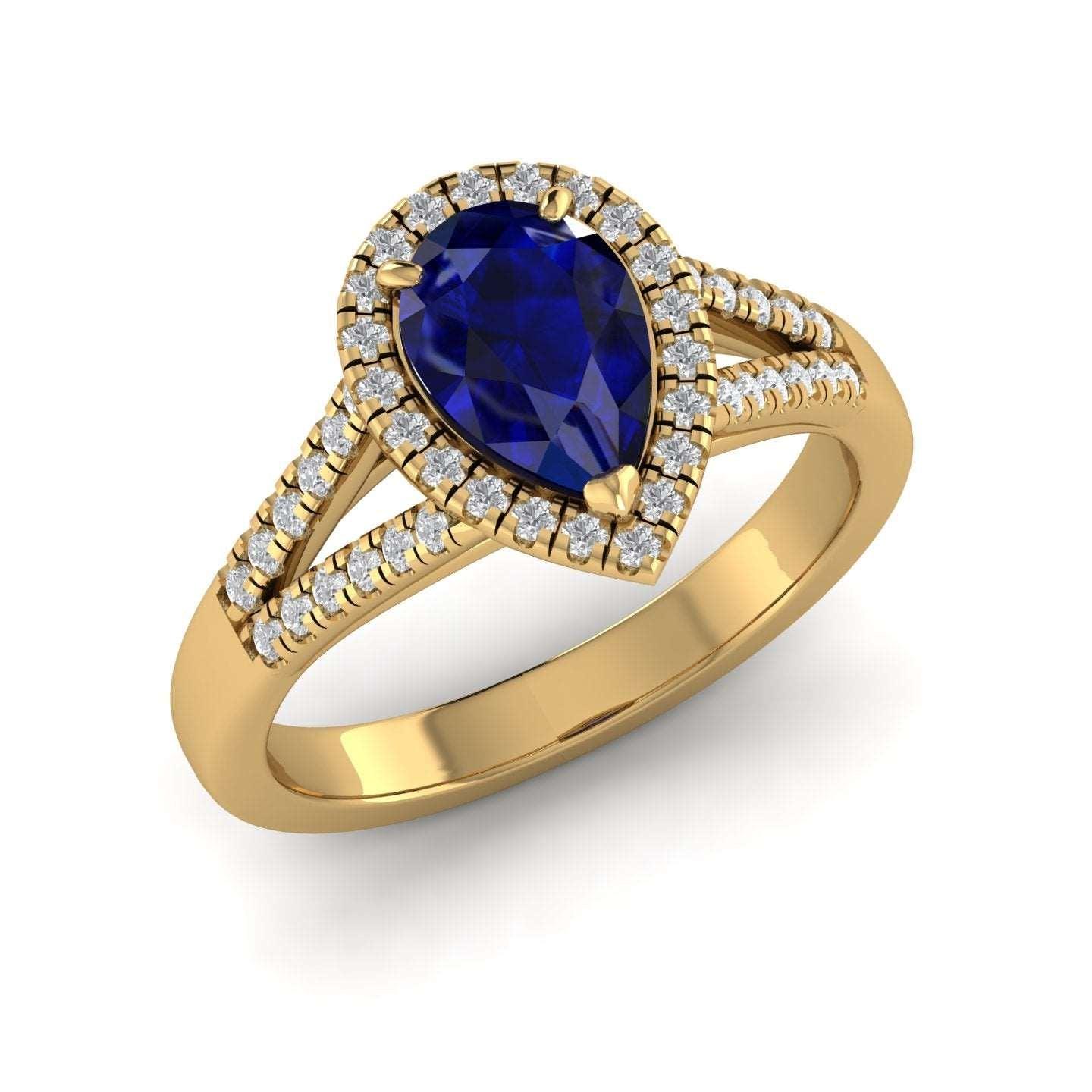 Best Deal..! 2.04Ct Tanzanite Pear & Diamond Halo Engagement Ring In Heavy 18k Gold - Image 2