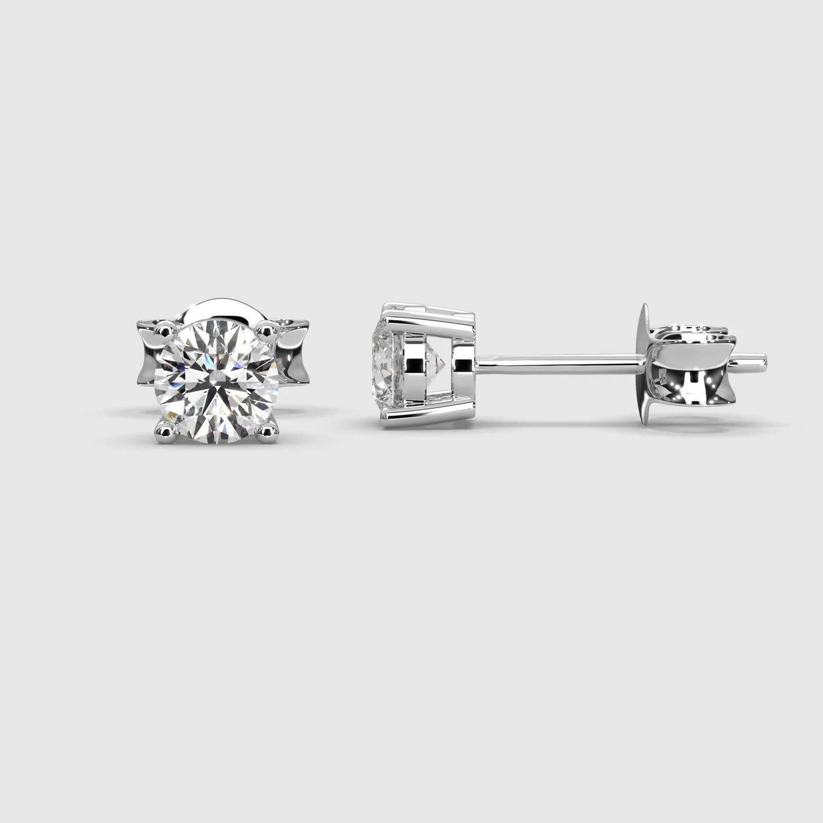 Best Gift ! D/VVS Round Diamond Stud Earrings in 18k White Gold - 0.50-0.75Carat - Image 3