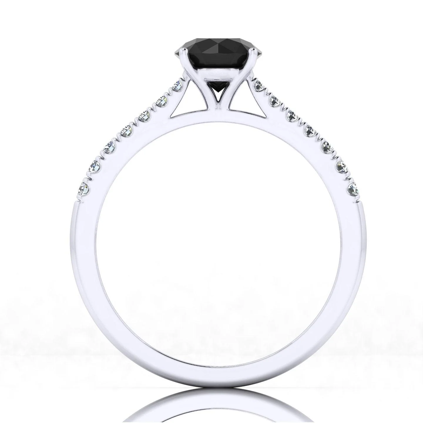 Best Seller..! 1.25CT AAA Black & White Diamond Claw Set Women's Engagement Ring - Image 4