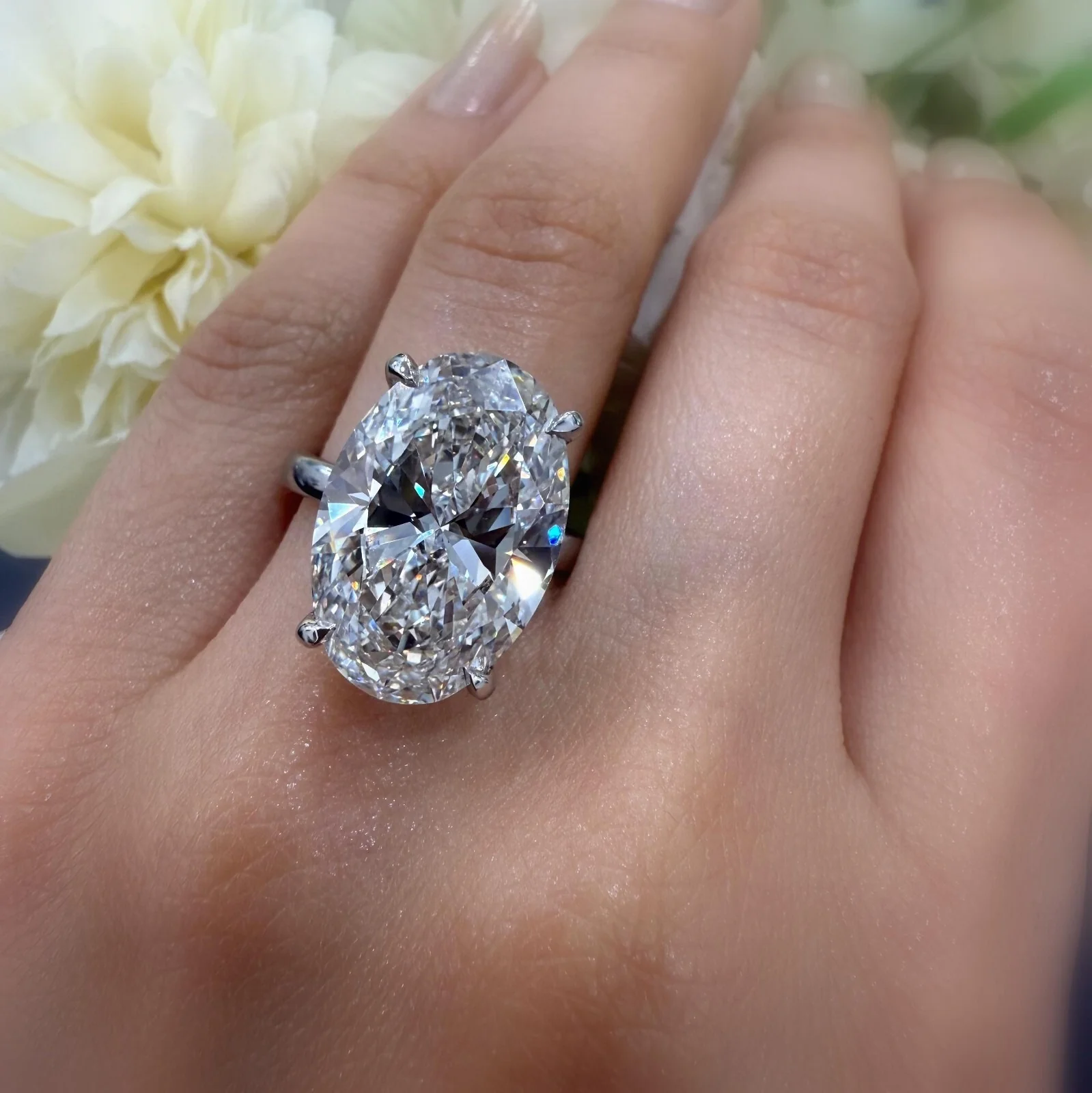 10.25CT IGI Certified Lab Oval Diamond Hidden Halo Engagement Ring in Platinum - Image 3