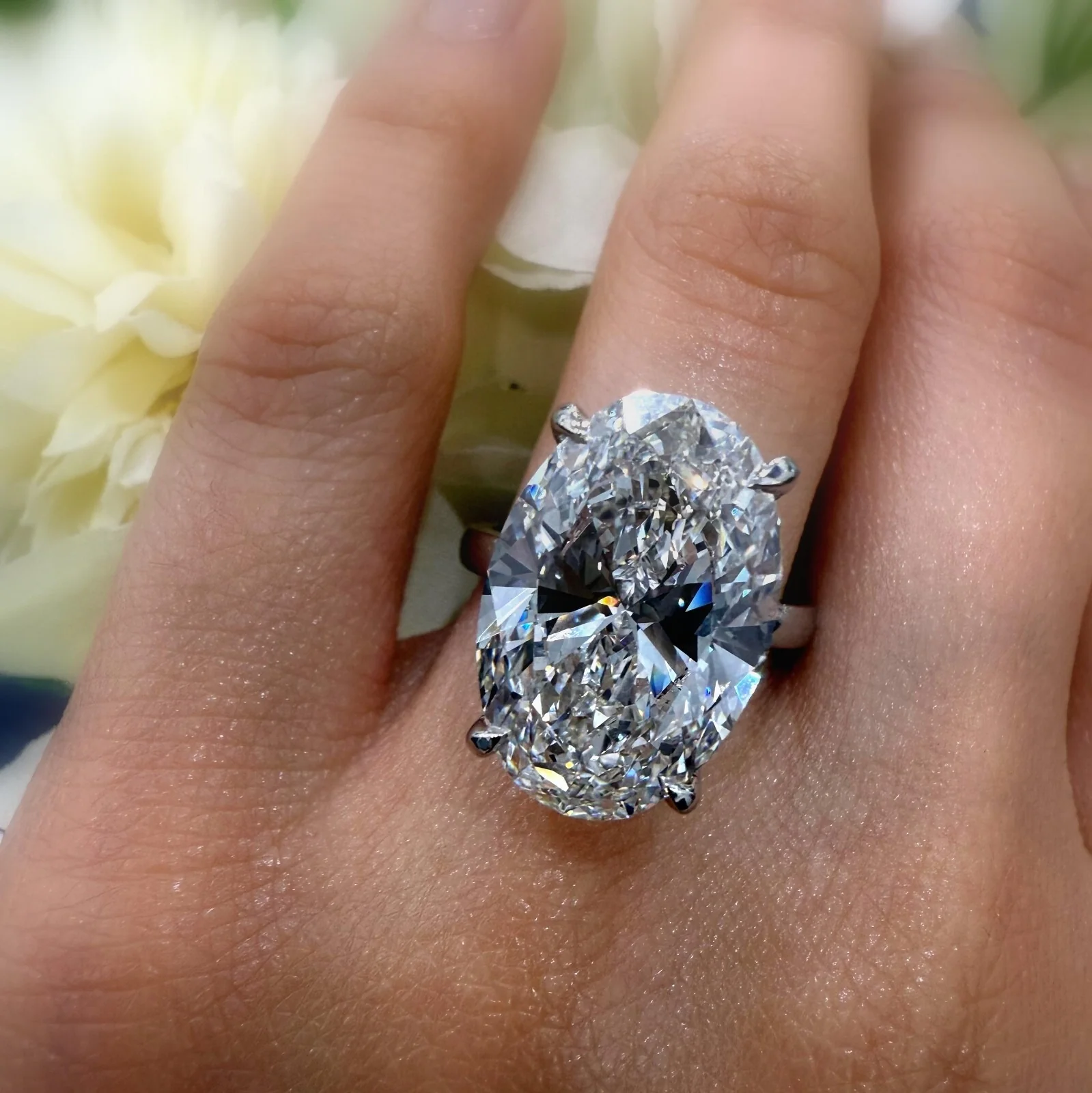 10.25CT IGI Certified Lab Oval Diamond Hidden Halo Engagement Ring in Platinum - Image 5