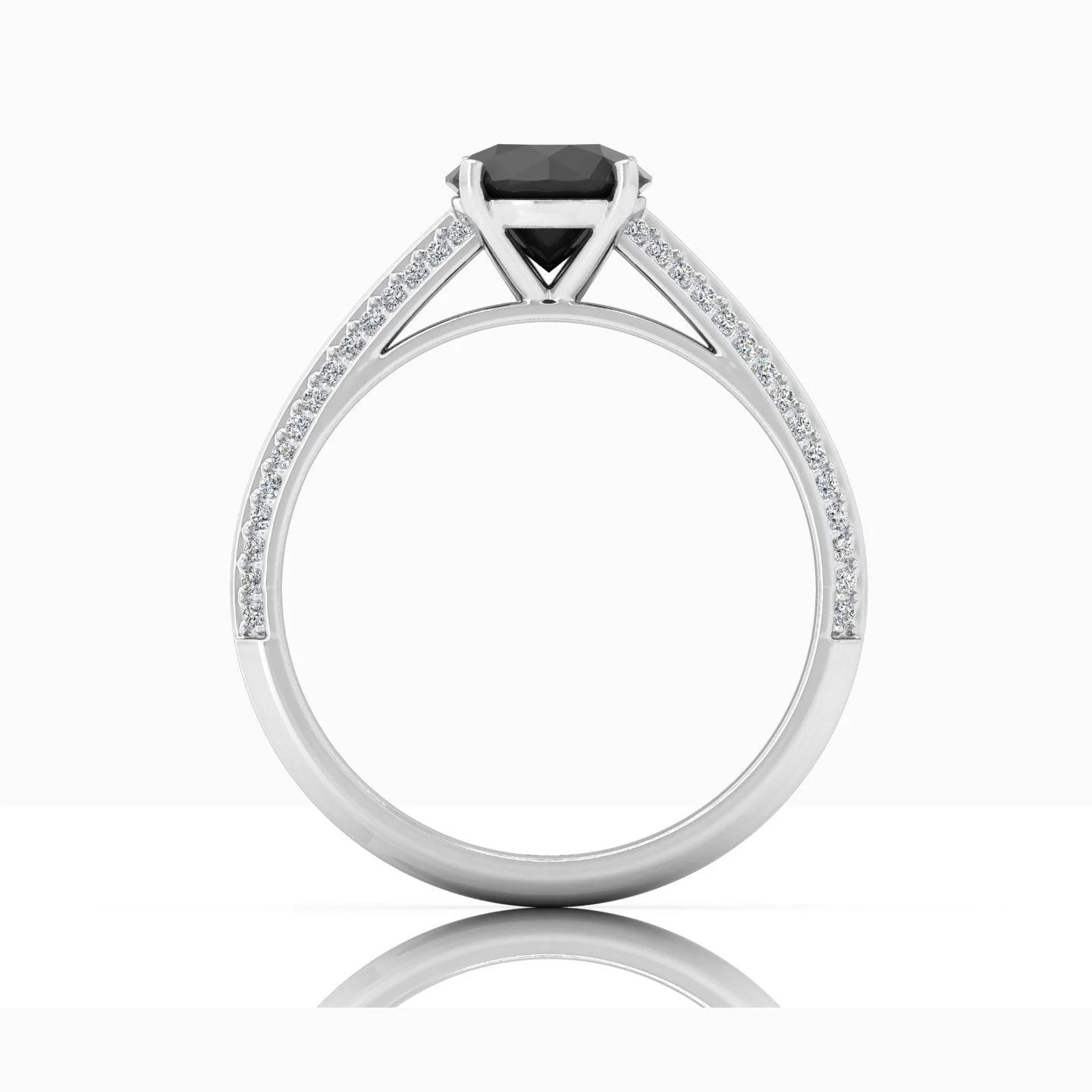 Black Diamond Engagement Ring With Shoulders 0.50 Carat F/VS Lab Grown Diamond In Variant Metal - Image 4