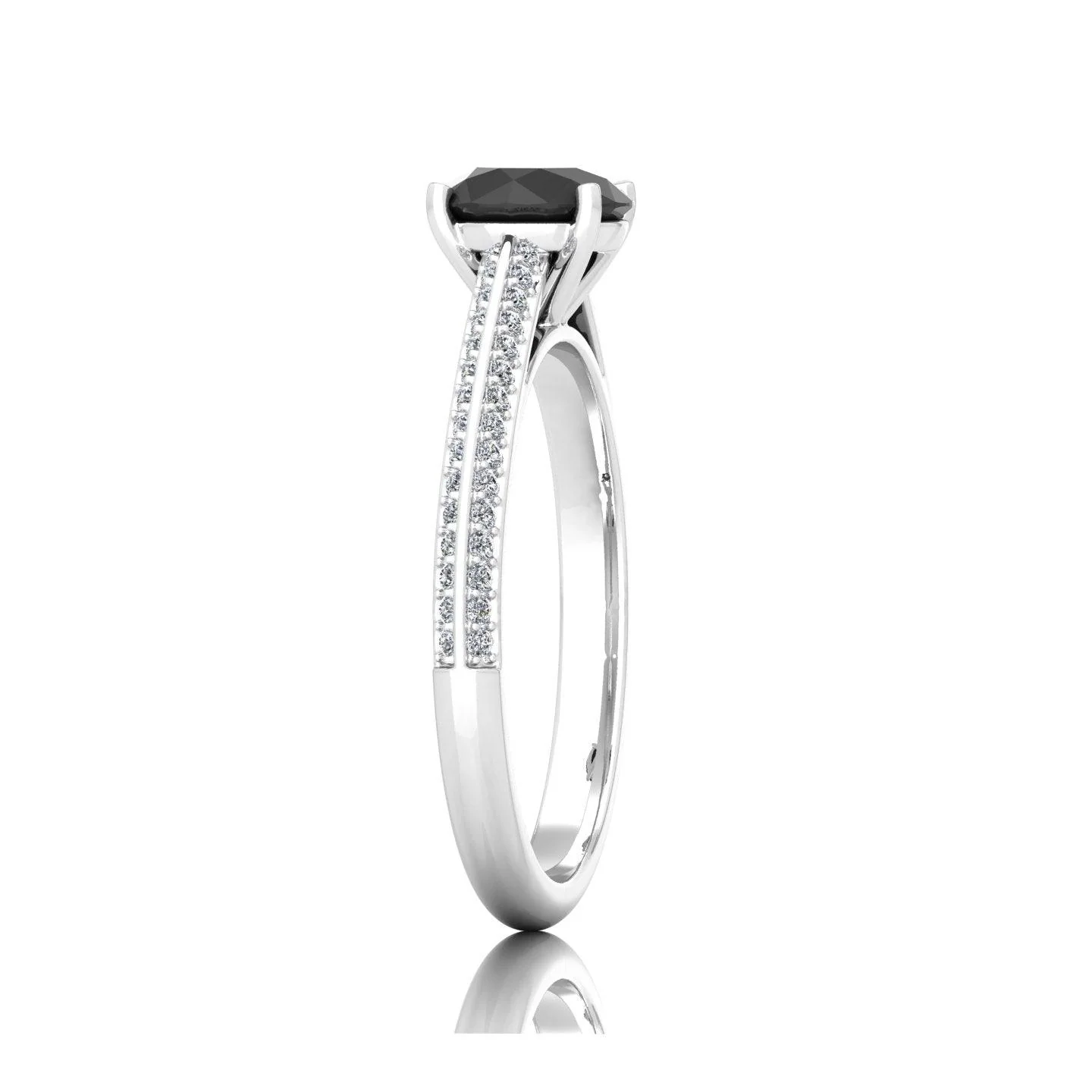 Black Diamond Engagement Ring With Shoulders 0.50 Carat F/VS Lab Grown Diamond In Variant Metal - Image 5