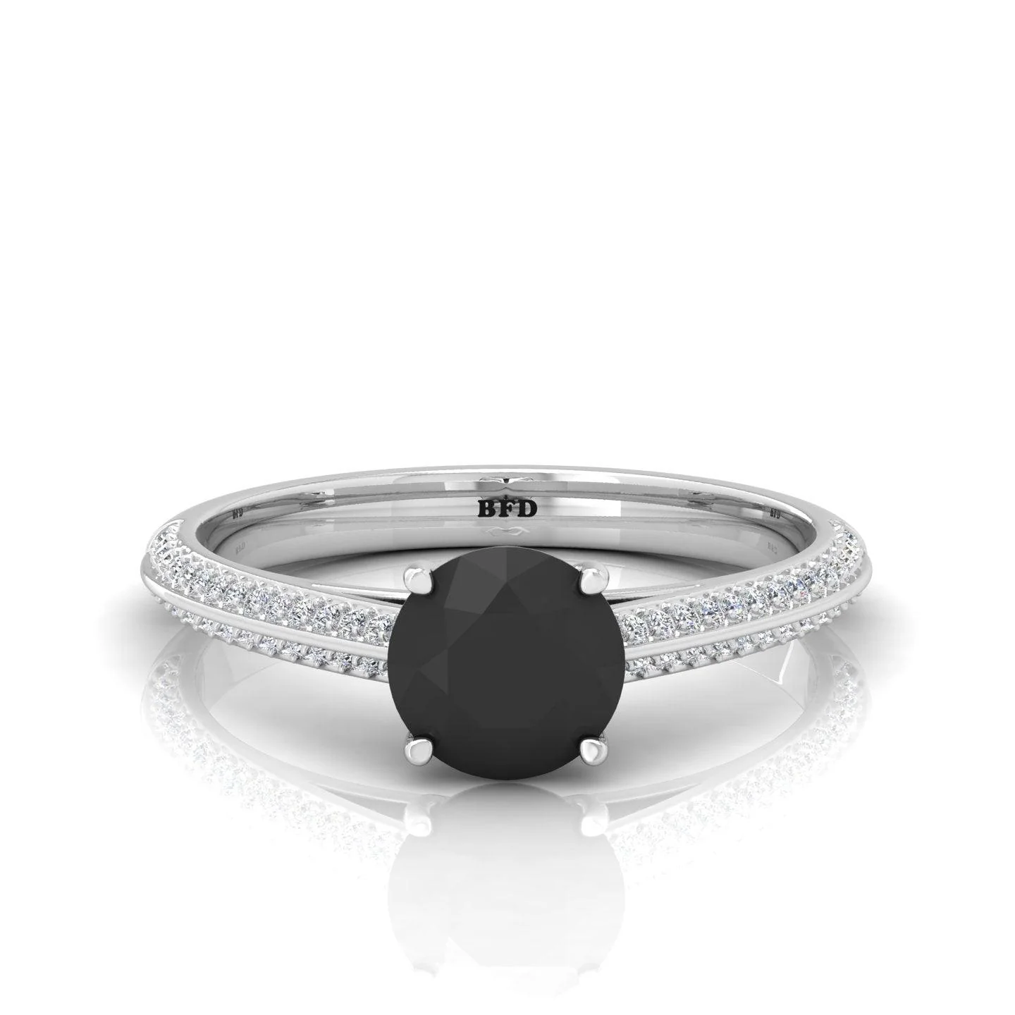Black Diamond Engagement Ring With Shoulders 0.50 Carat F/VS Lab Grown Diamond In Variant Metal - Image 6