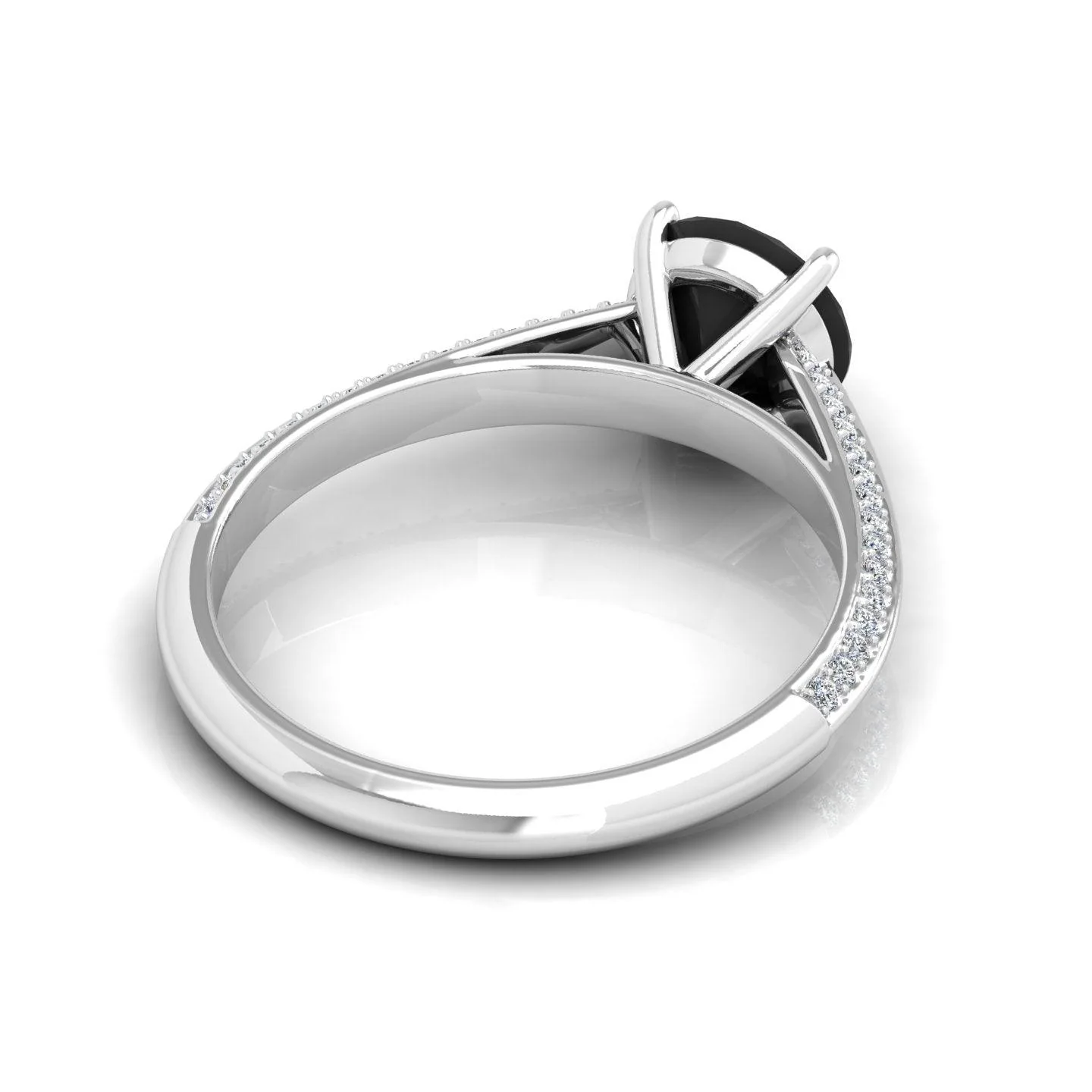 Black Diamond Engagement Ring With Shoulders 0.50 Carat F/VS Lab Grown Diamond In Variant Metal - Image 7