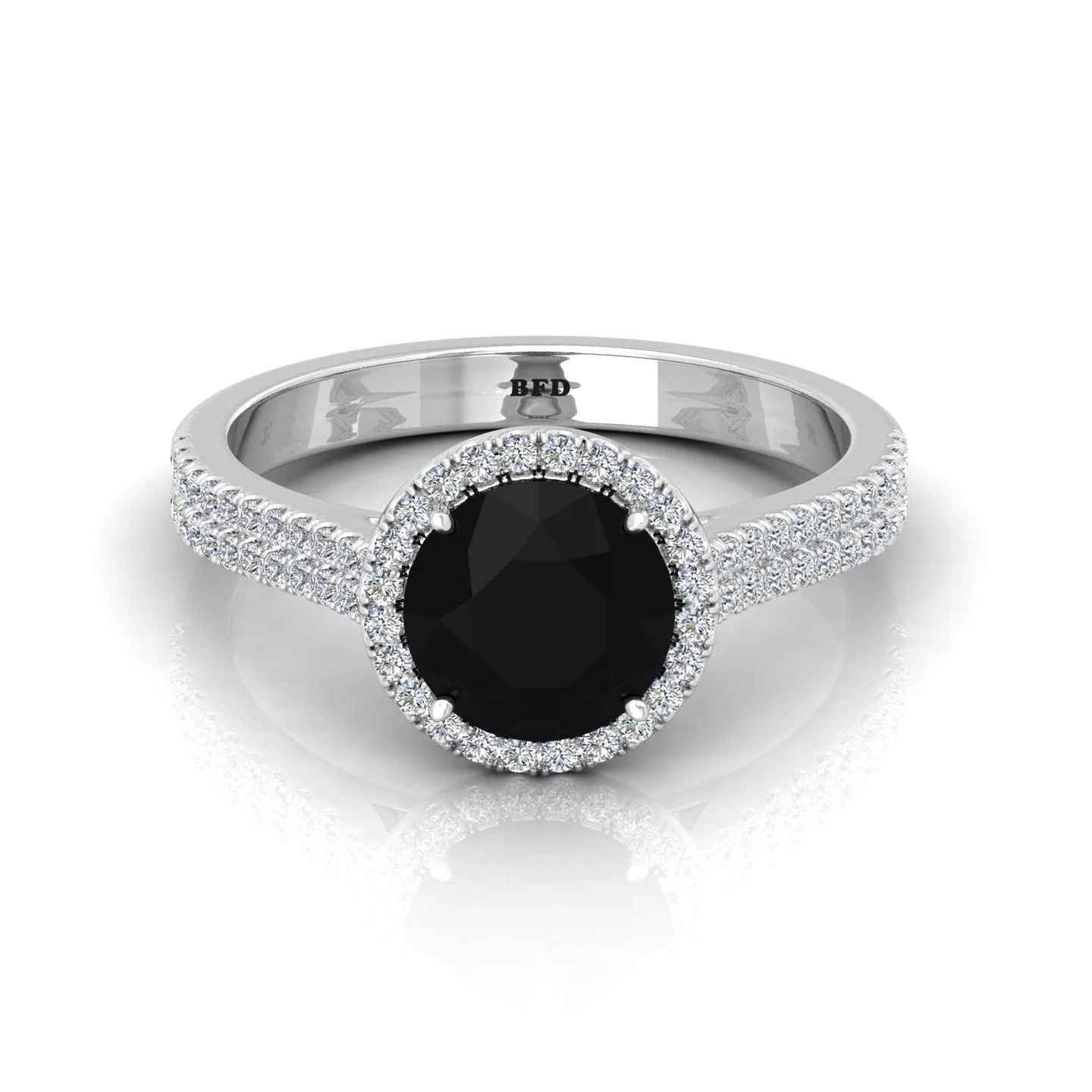 Black Diamond Halo Engagement Ring Women's Diamond Ring - 2.10 Carat - Image 4