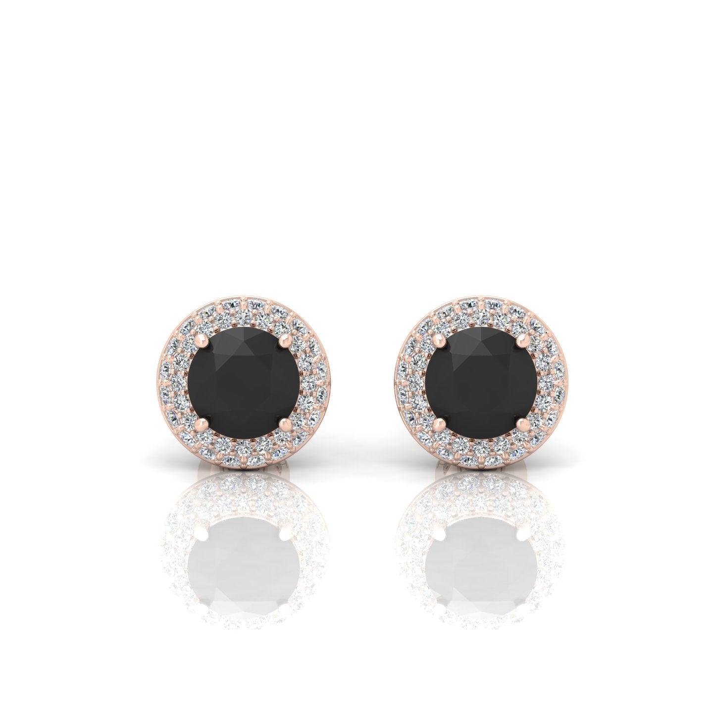 Black & White Diamond Double Halo Earrings - 1.50 Carat - Image 3