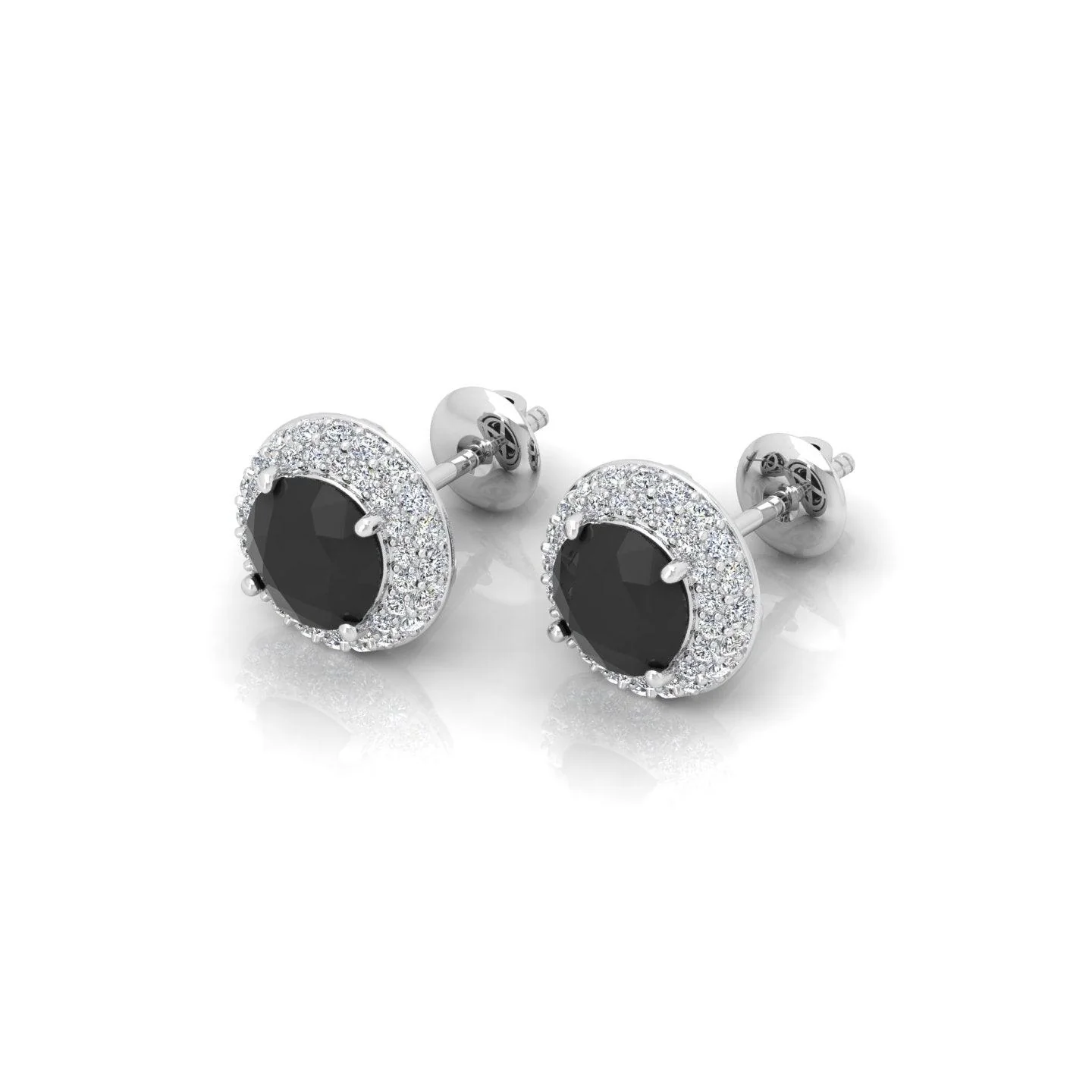 Black & White Diamond Double Halo Earrings - 1.50 Carat - Image 5