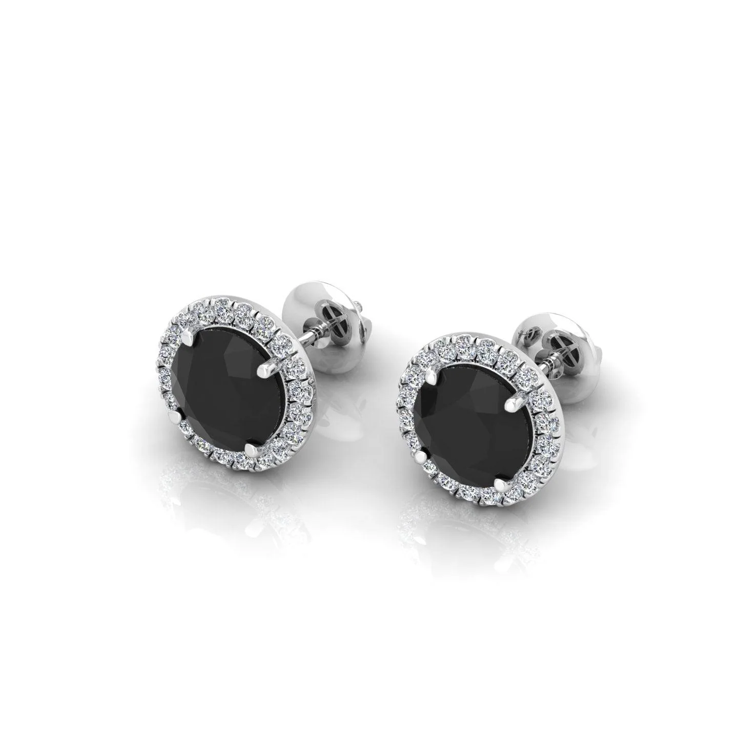 Black & White Diamond Halo Earrings For Women's In Variant Metal - 2.40 Carat - Image 6