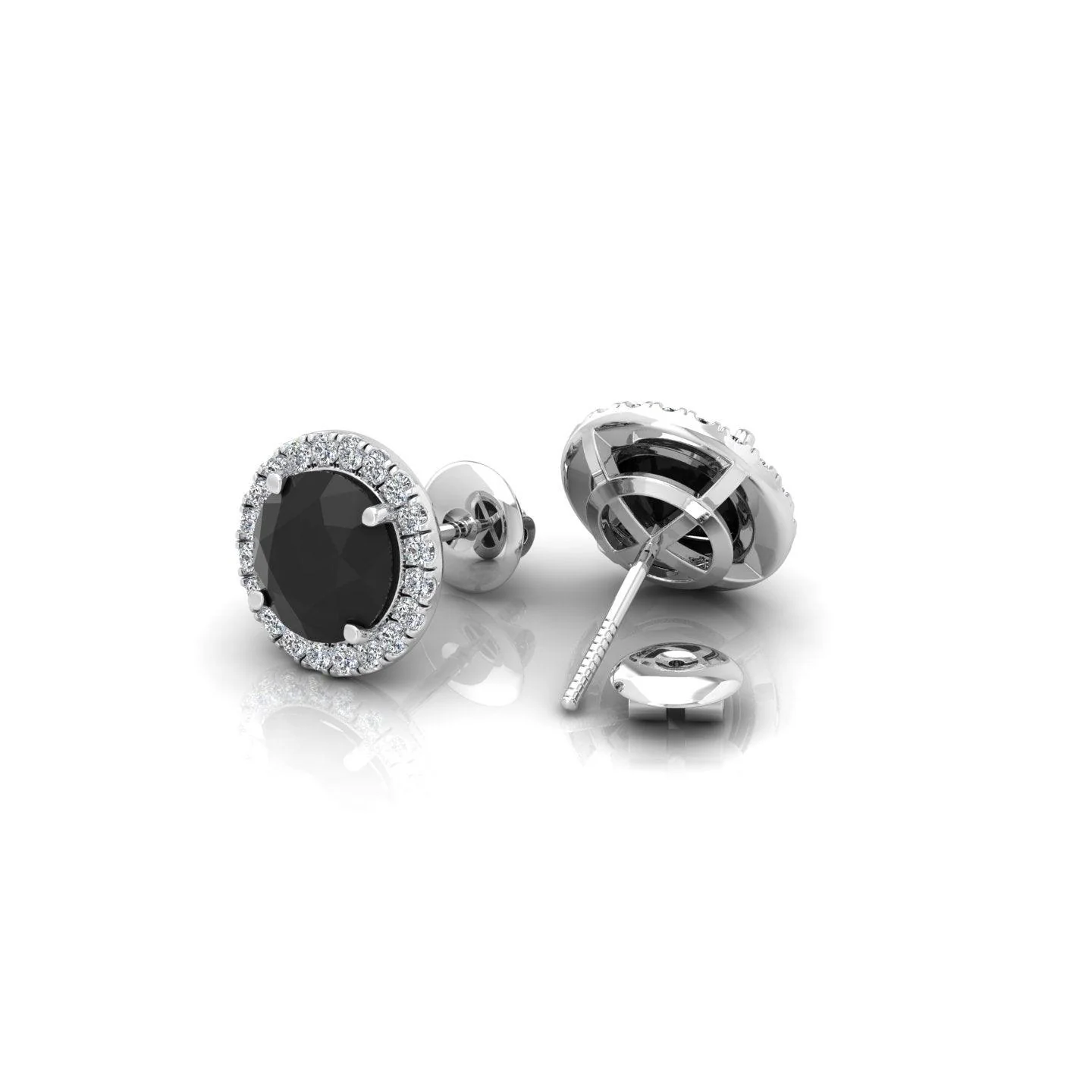 Black & White Diamond Halo Earrings For Women's In Variant Metal - 2.40 Carat - Image 7