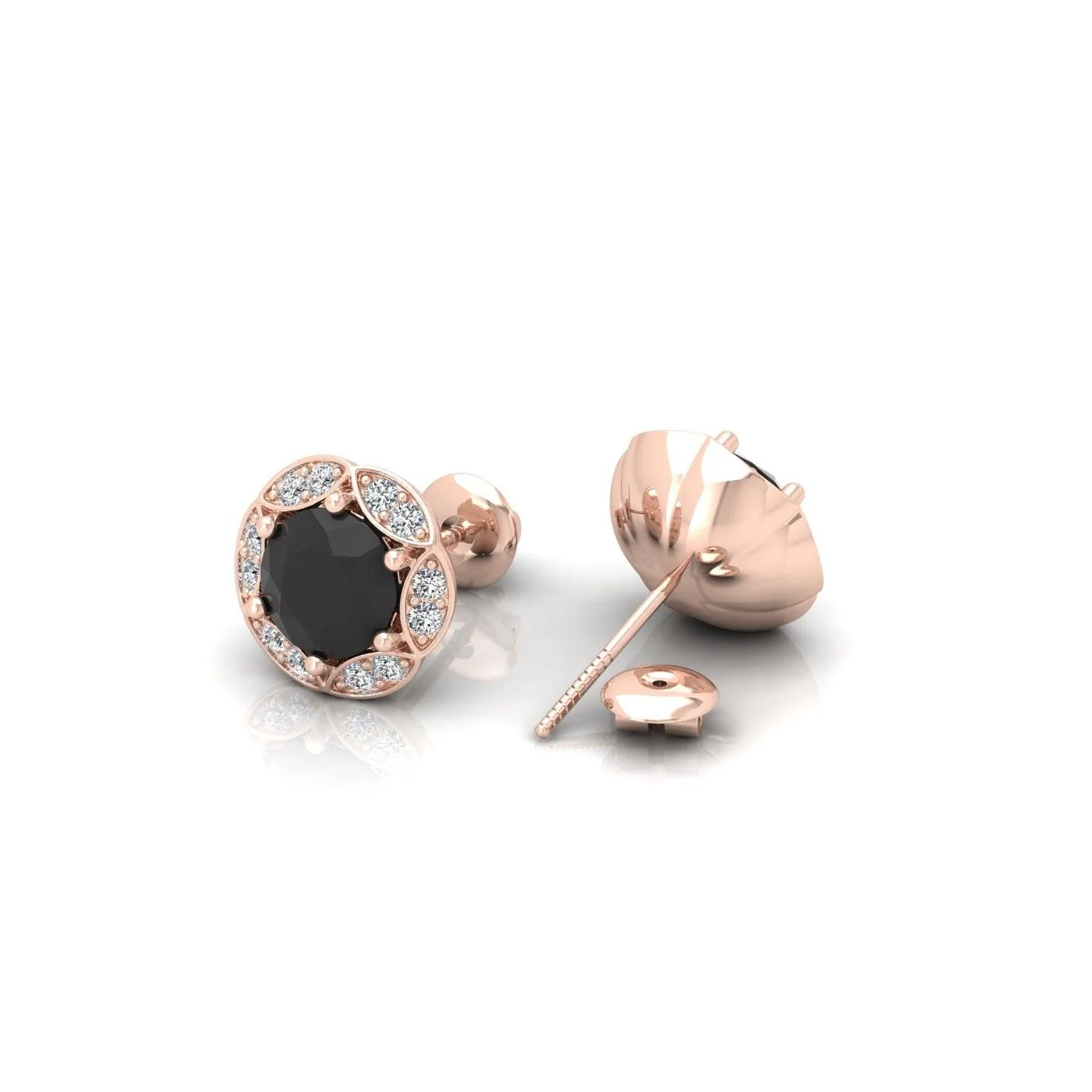 Black & White Diamond Pave Set Designer Halo Earrings - 0.80 Carat - Image 10