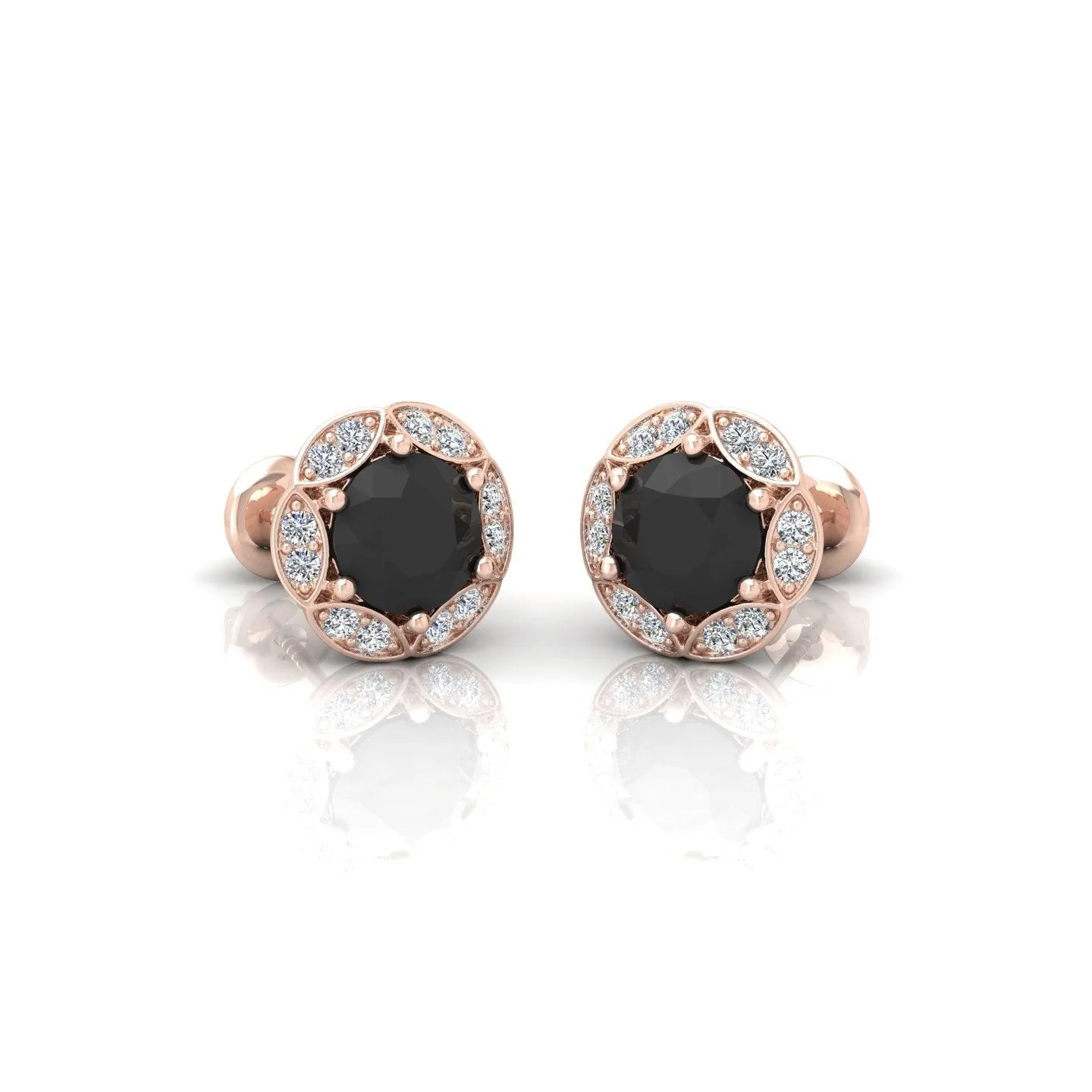 Black & White Diamond Pave Set Designer Halo Earrings - 0.80 Carat - Image 7