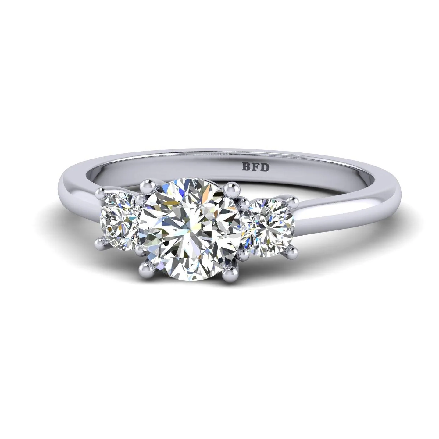 Casual Round Diamond Trilogy Engagement Ring in Platinum 1.00Ct-3.00Ct - Image 3