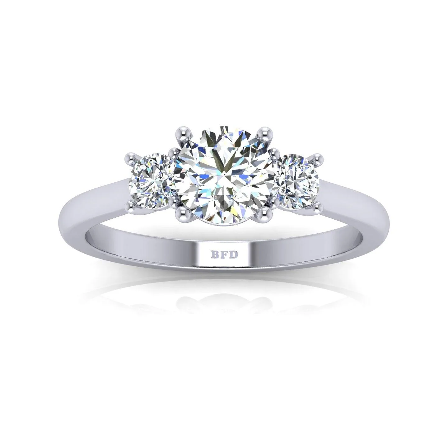 Casual Round Diamond Trilogy Engagement Ring in Platinum 1.00Ct-3.00Ct - Image 4