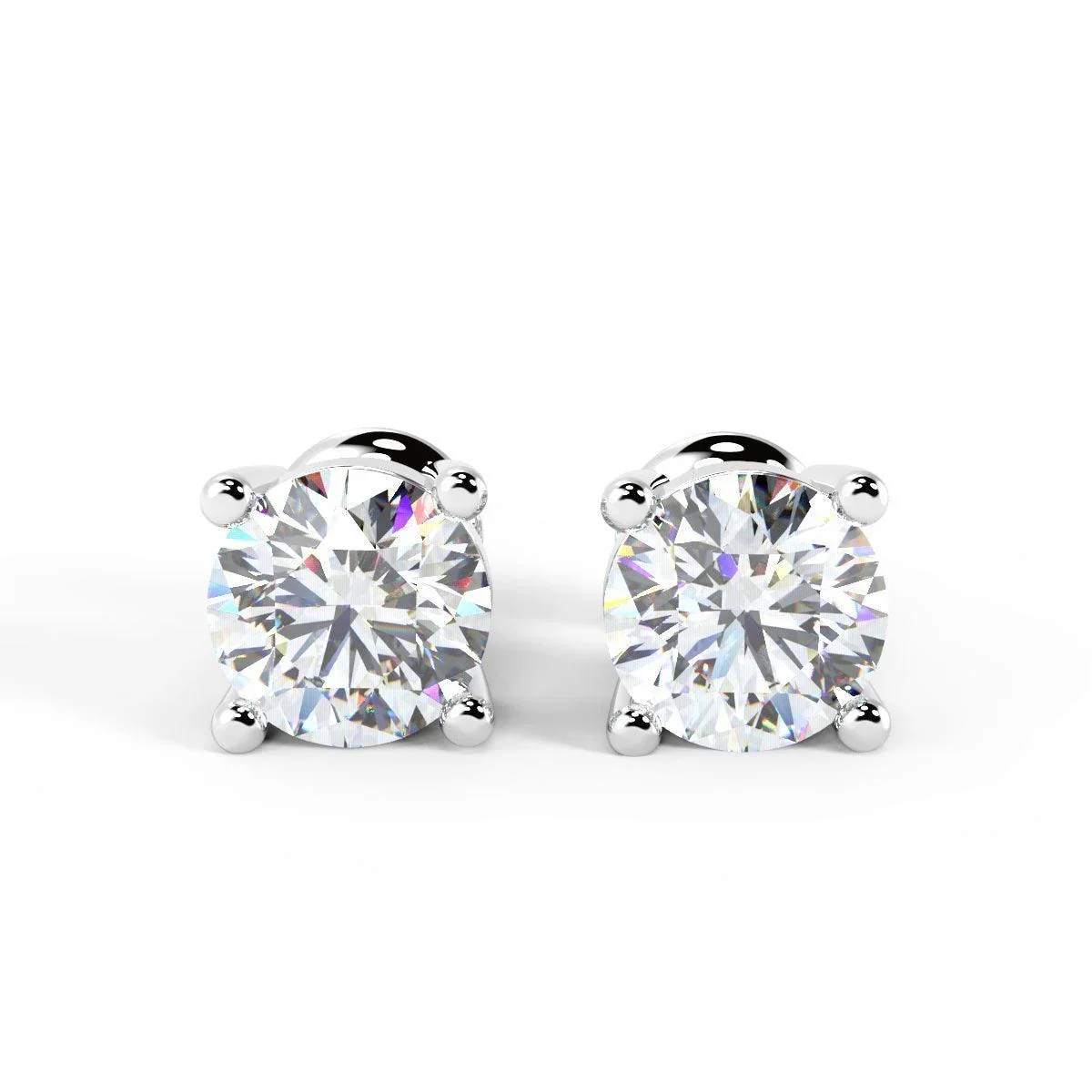 Clearance 0.85Ct Round Diamond Stud Earrings in 18k White Gold - Image 3