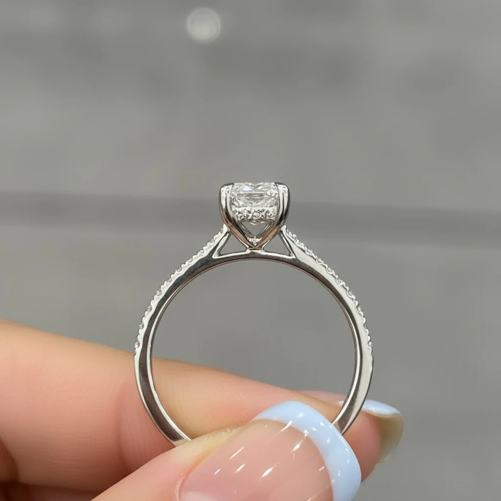 Certified 1.50CT D/VS Radiant cut Diamond Hidden Halo Engagement Ring For Women In Platinum - Image 3