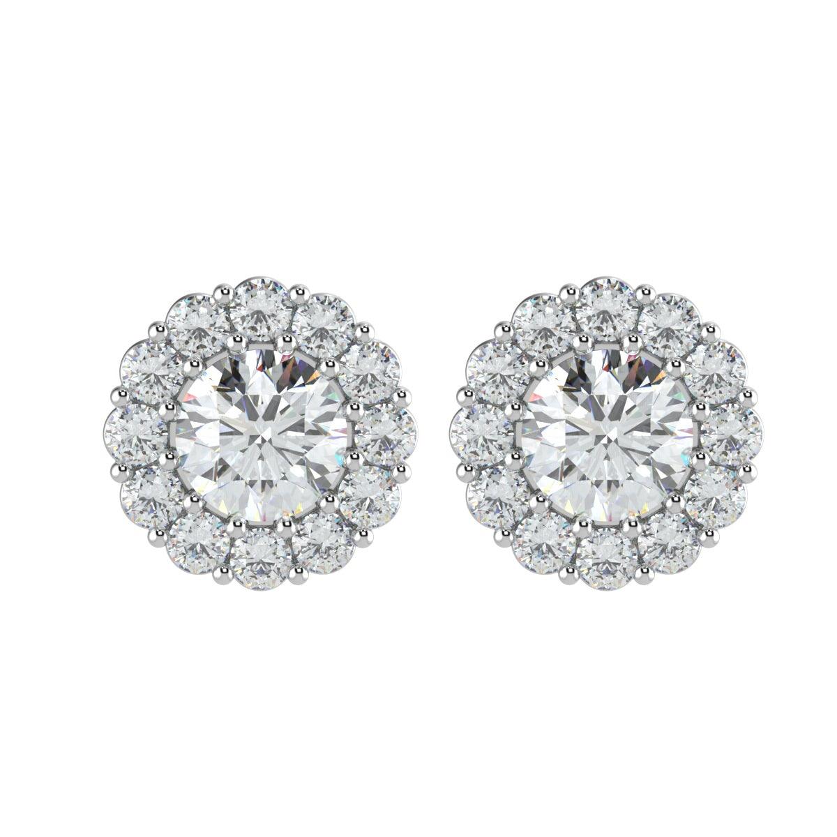 Certified 2.50Ct E/VS Round Lab Diamond Halo Earrings Crafted in 18K White Gold - Image 3