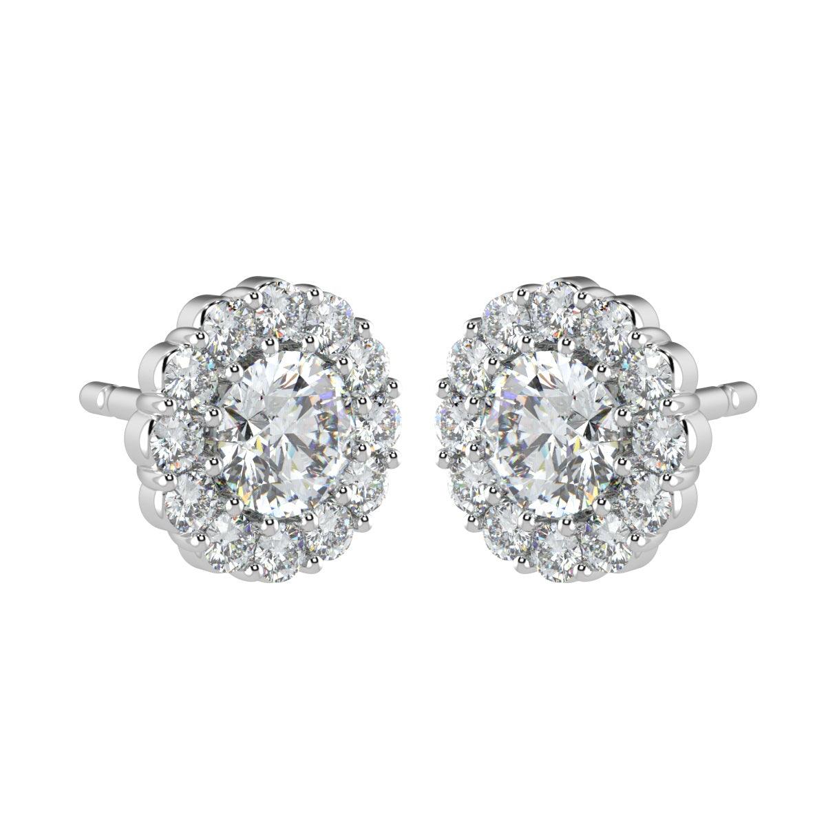 Certified 2.50Ct E/VS Round Lab Diamond Halo Earrings Crafted in 18K White Gold - Image 4