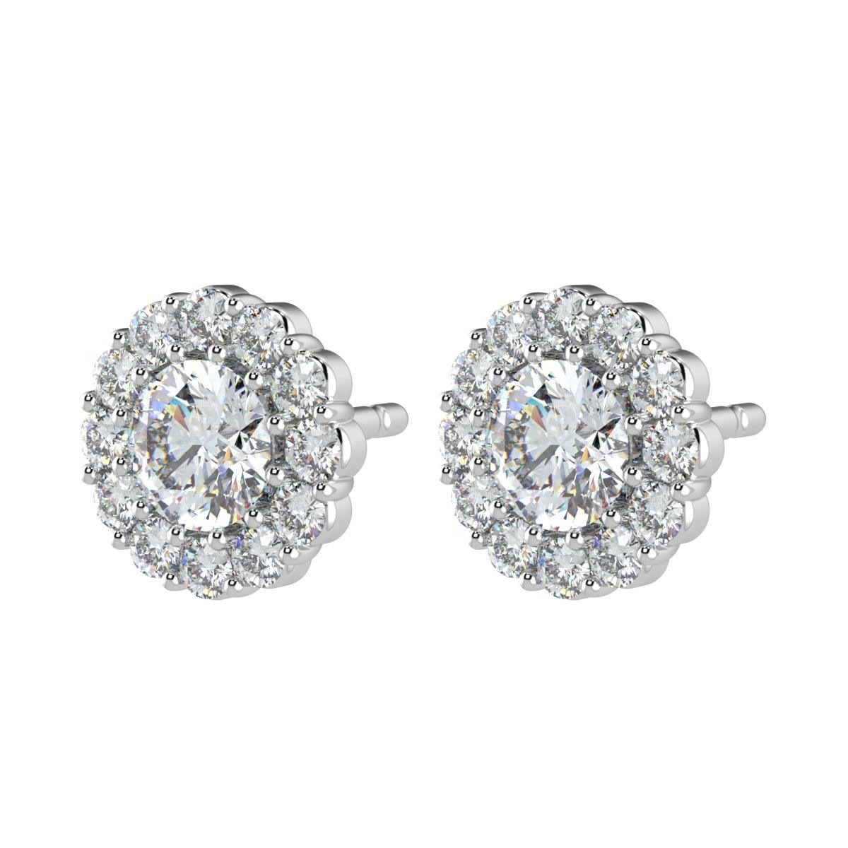 Certified 2.50Ct E/VS Round Lab Diamond Halo Earrings Crafted in 18K White Gold - Image 5