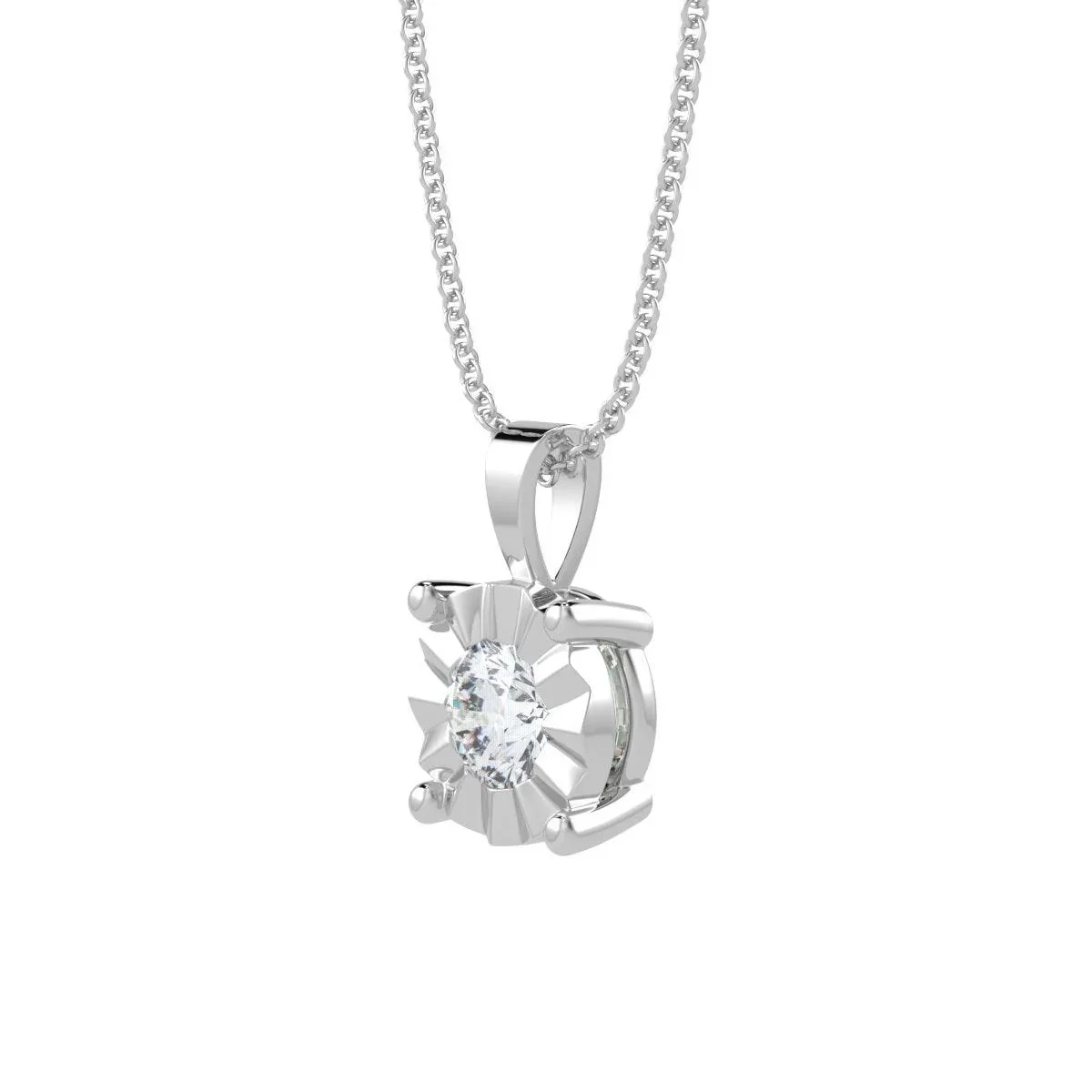 RRP £500..! 6mm Illusion Set Diamond Pendant, 9k White / Yellow Gold - Image 3