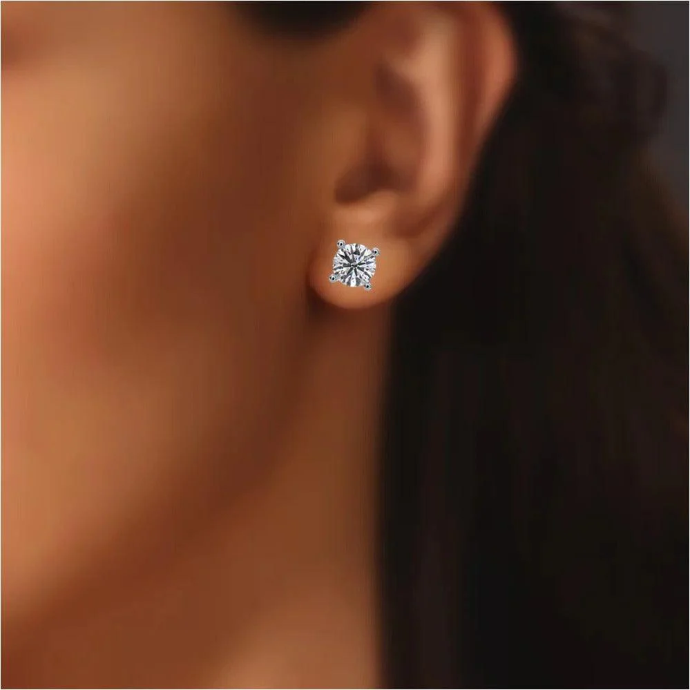 Certified E/VS 3.00Ct Lab Grown Round Diamond Martini Stud Earrings in 18k Yellow Gold - Image 2